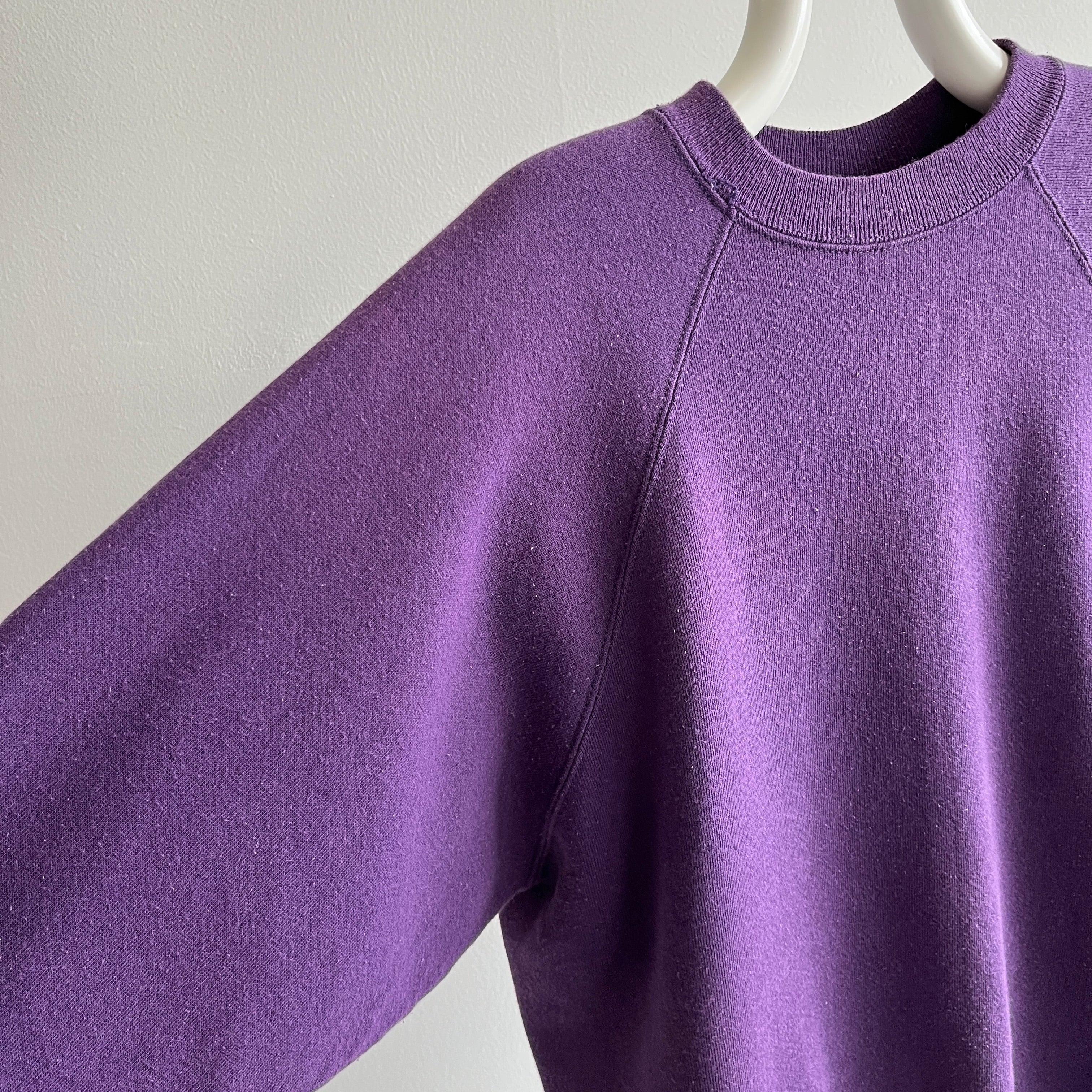 1980s Purple Sweatshirt with a Lovely Drop Pit