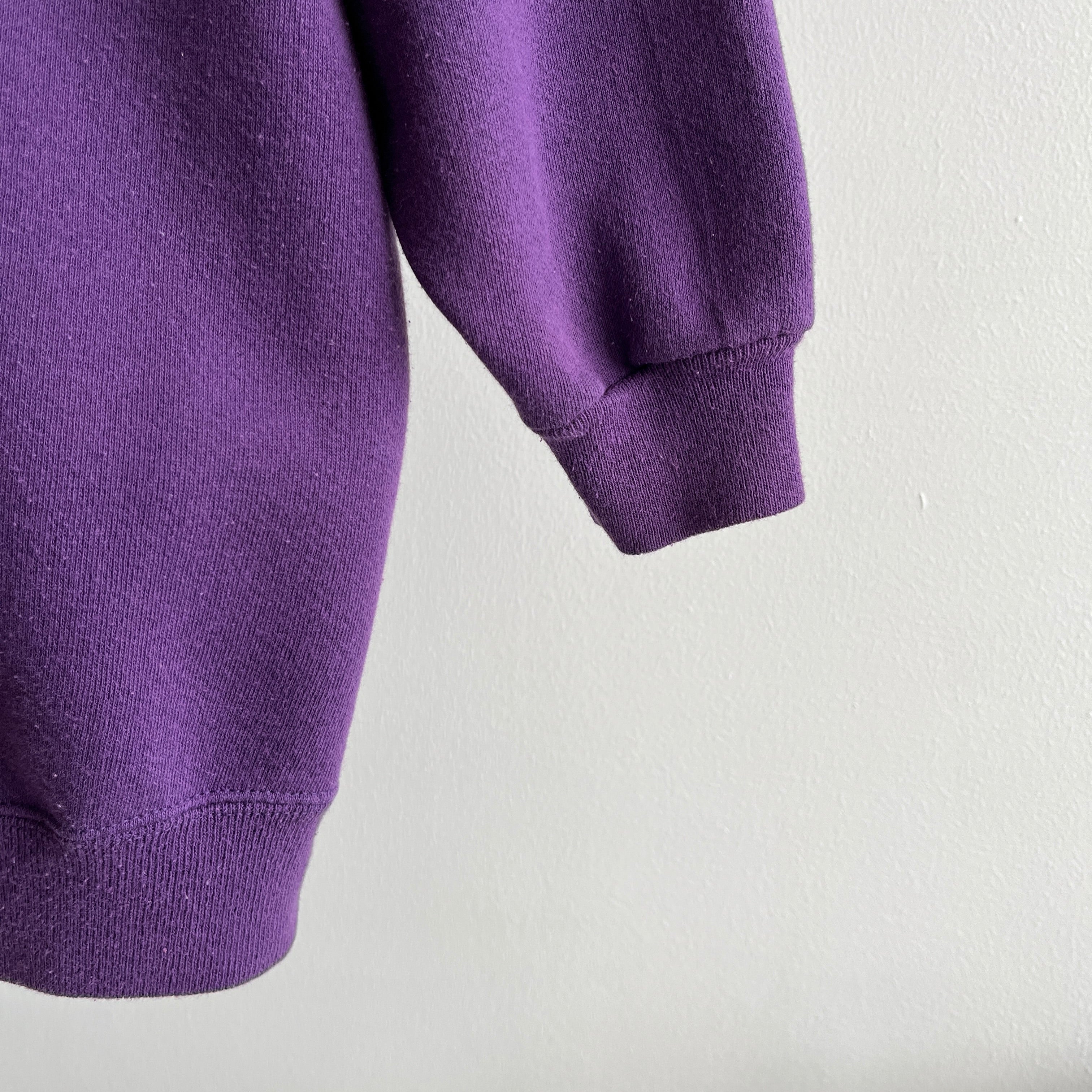 1980s Purple Sweatshirt with a Lovely Drop Pit