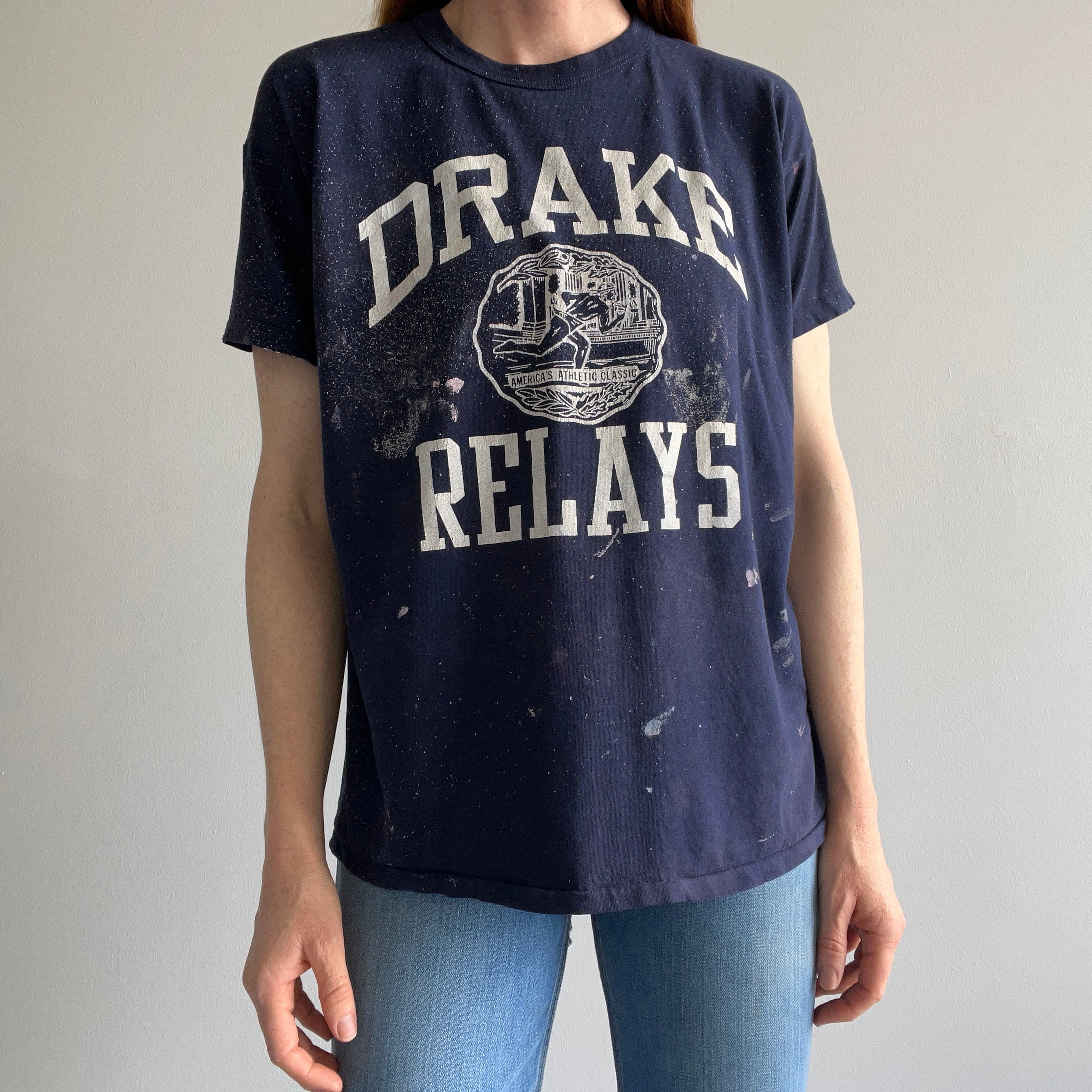 1970s Drake Relay Epically Paint Splattered T-Shirt by RUSSELL!!!!!!!!