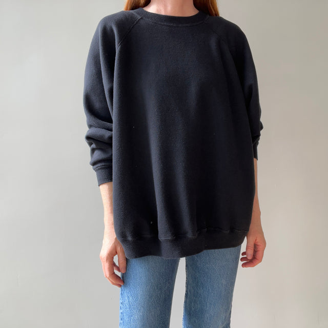 1980/90s Easy Breezy Blank Black Sweatshirt - Cozy