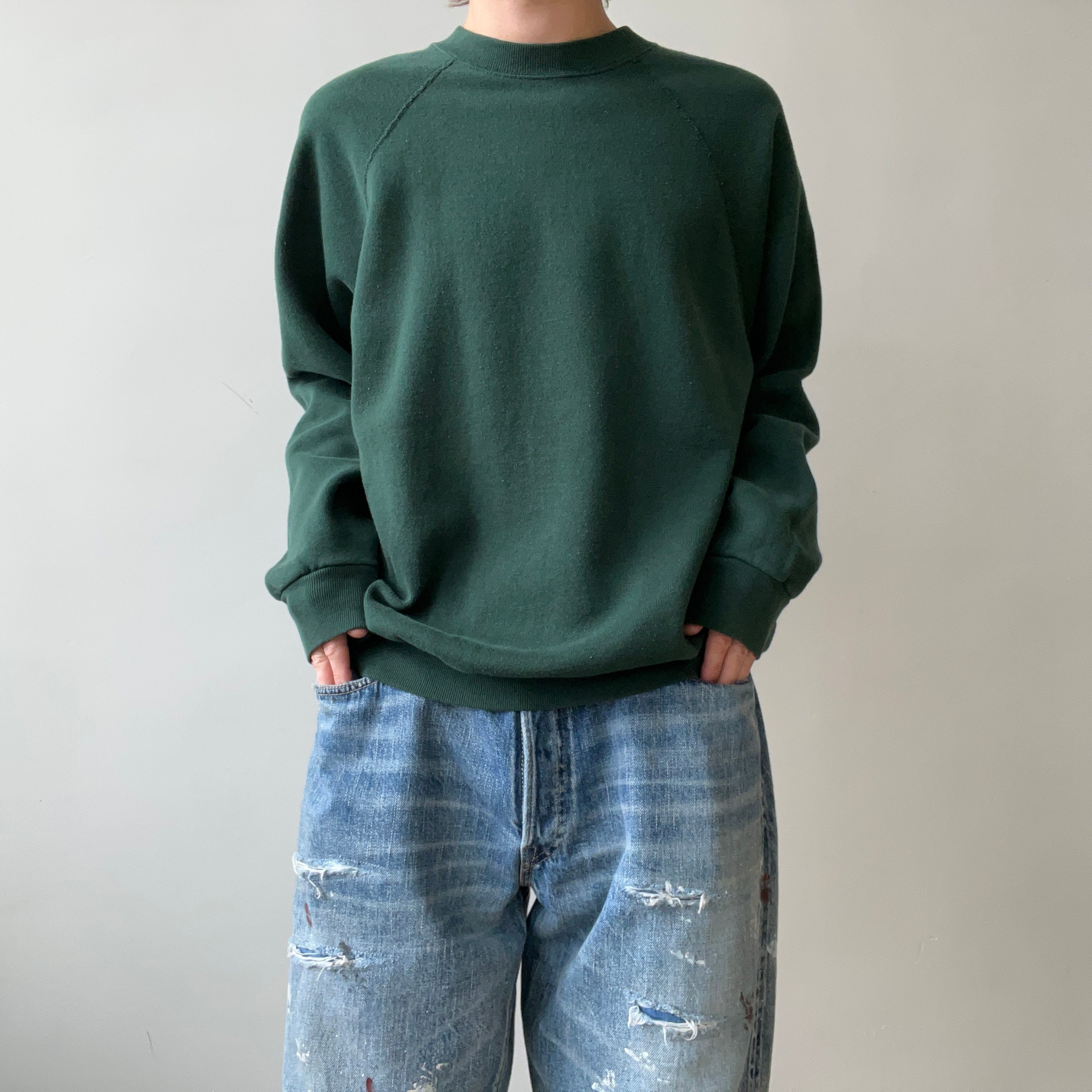 1980s/90s Blank Dark Green Raglan Sweatshirt