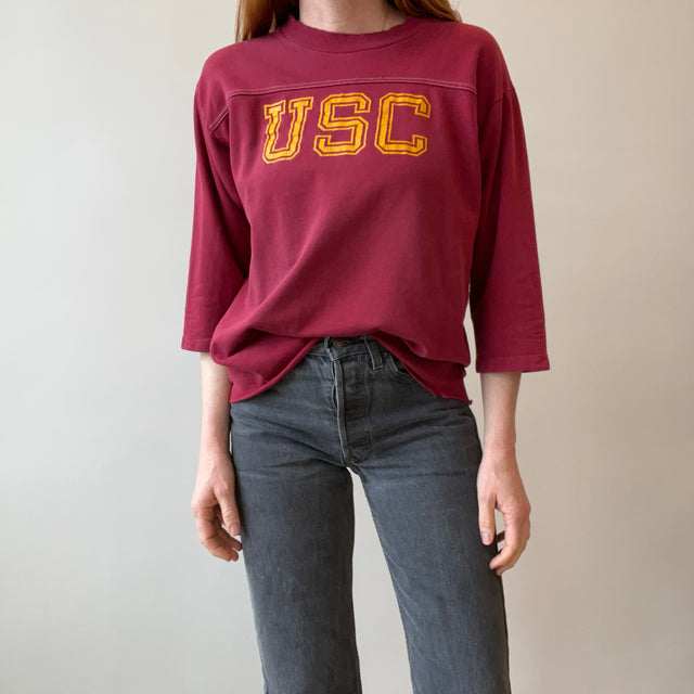 1970s Tattered Torn and Beautifully Worn USC - FIGHT ON - Cotton T-Shirt by Artex