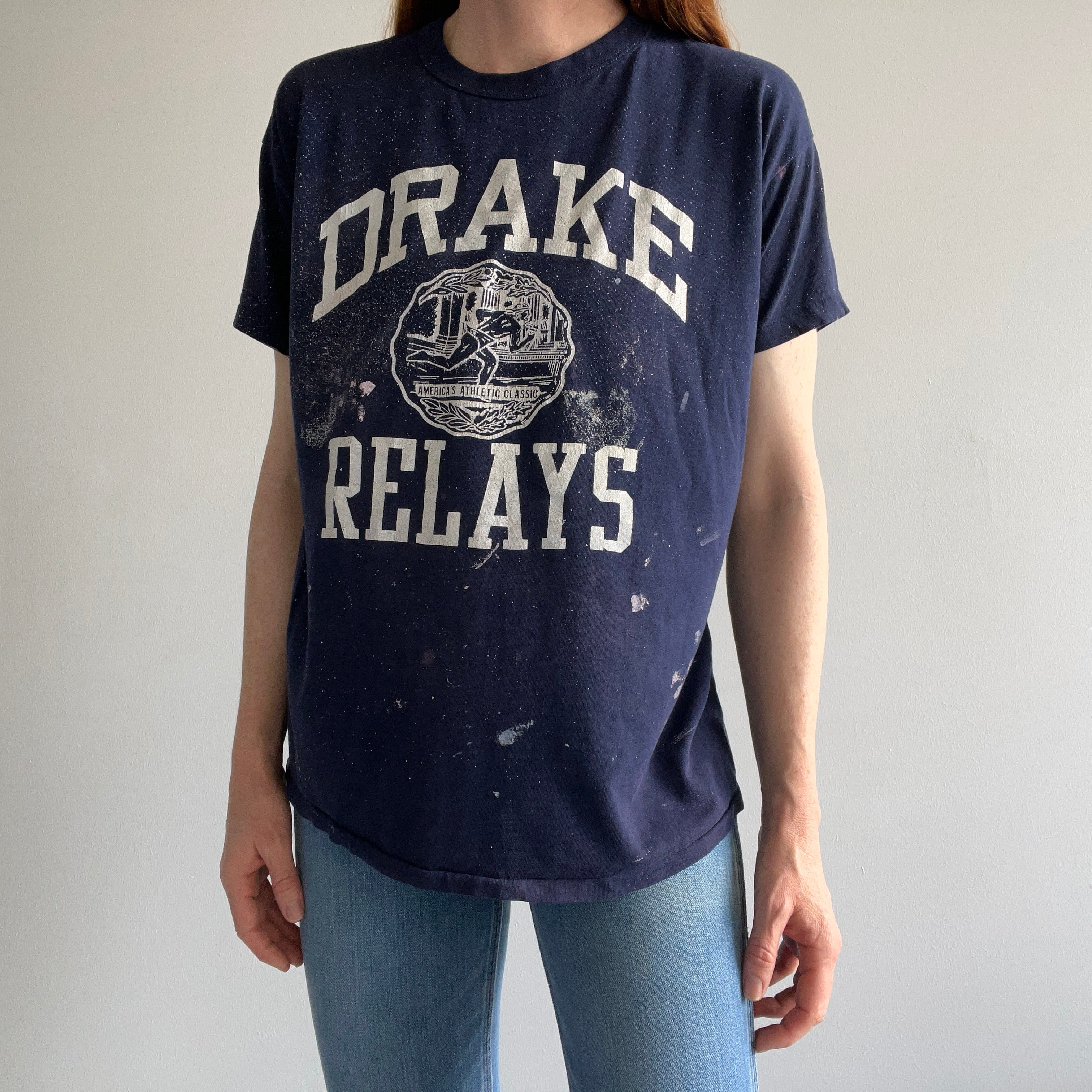 1970s Drake Relay Epically Paint Splattered T-Shirt by RUSSELL!!!!!!!!