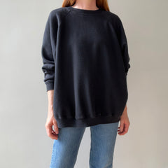 1980/90s Easy Breezy Blank Black Sweatshirt - Cozy