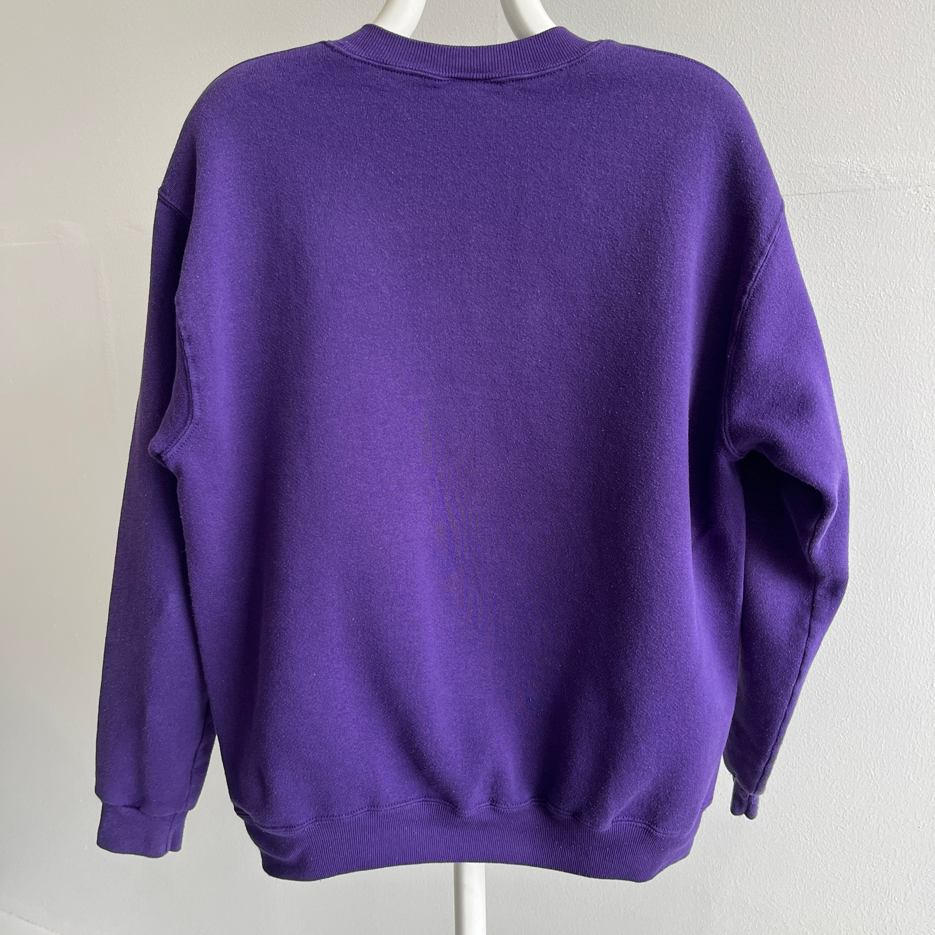 1980s Purple Russell Brand Single V Medium Weight Sweatshirt
