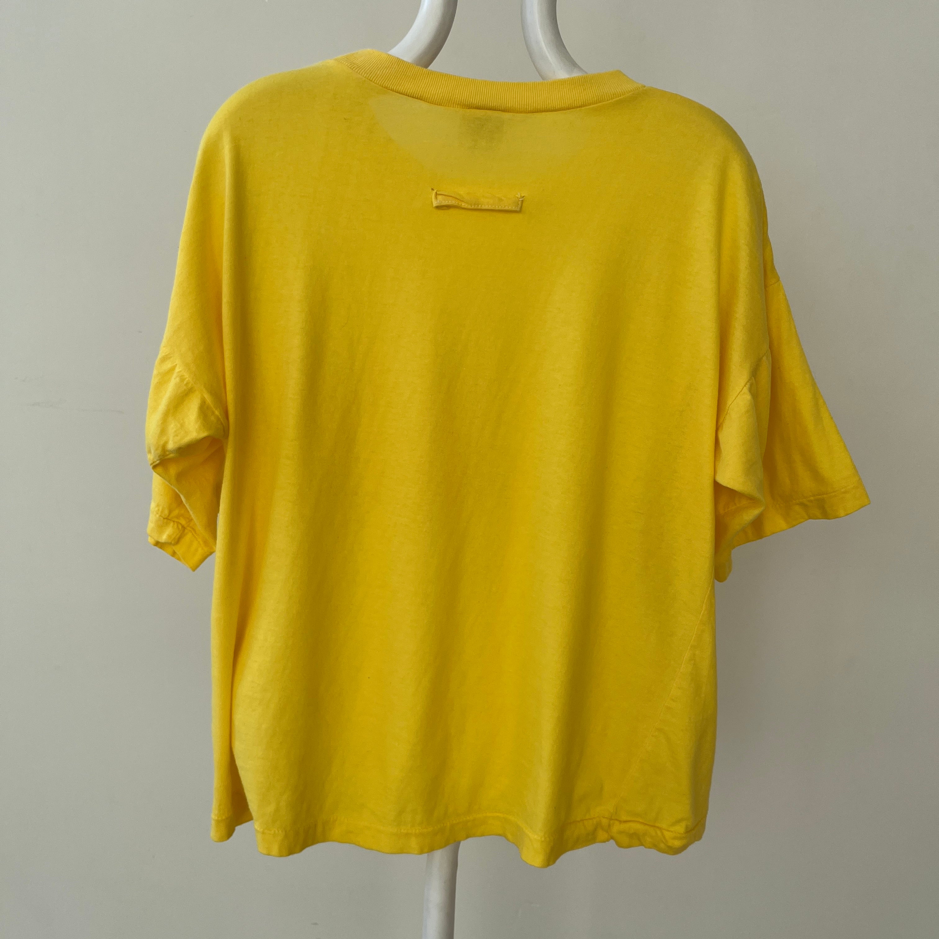1980s Blank Yellow Pocket T Shirt