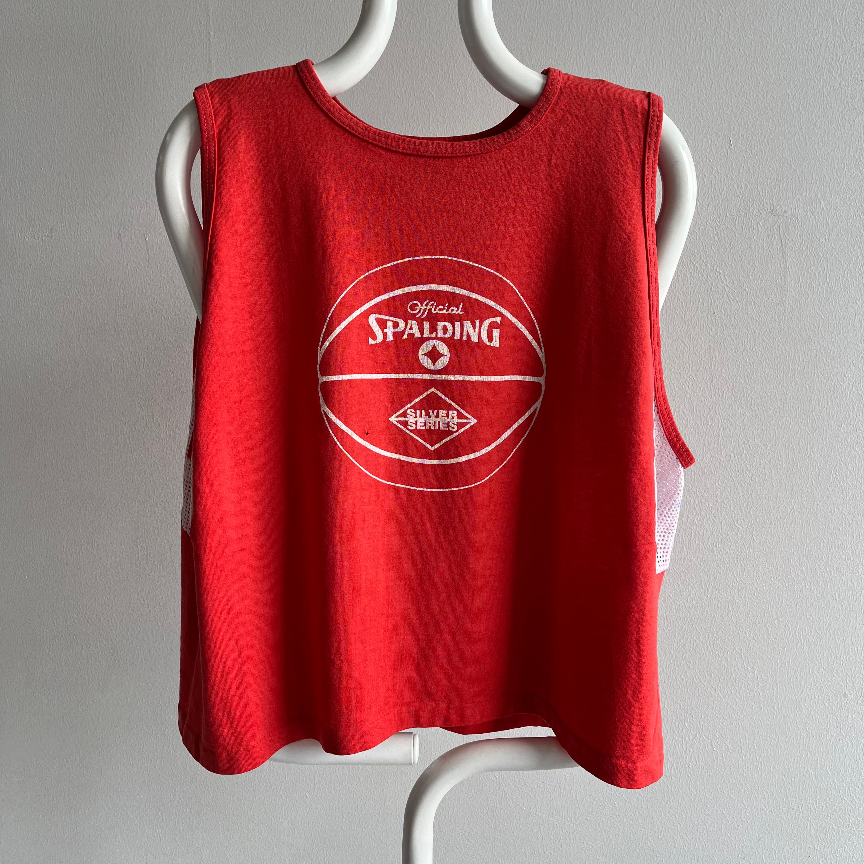 1980s Official Spalding Silver Series Mesh Sides Tank Top - !!!