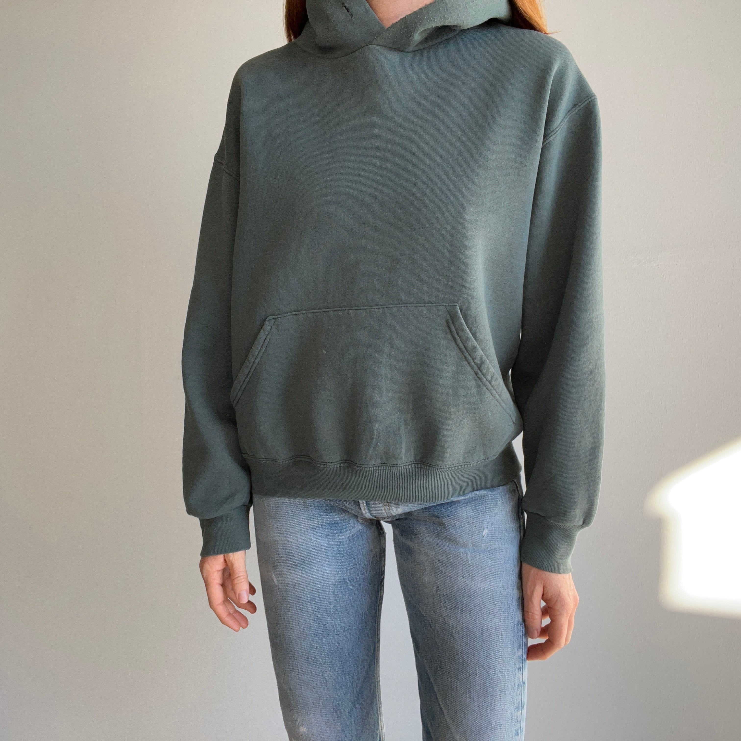 1990s Dusty Jade Pull Over Hoodie by Russell