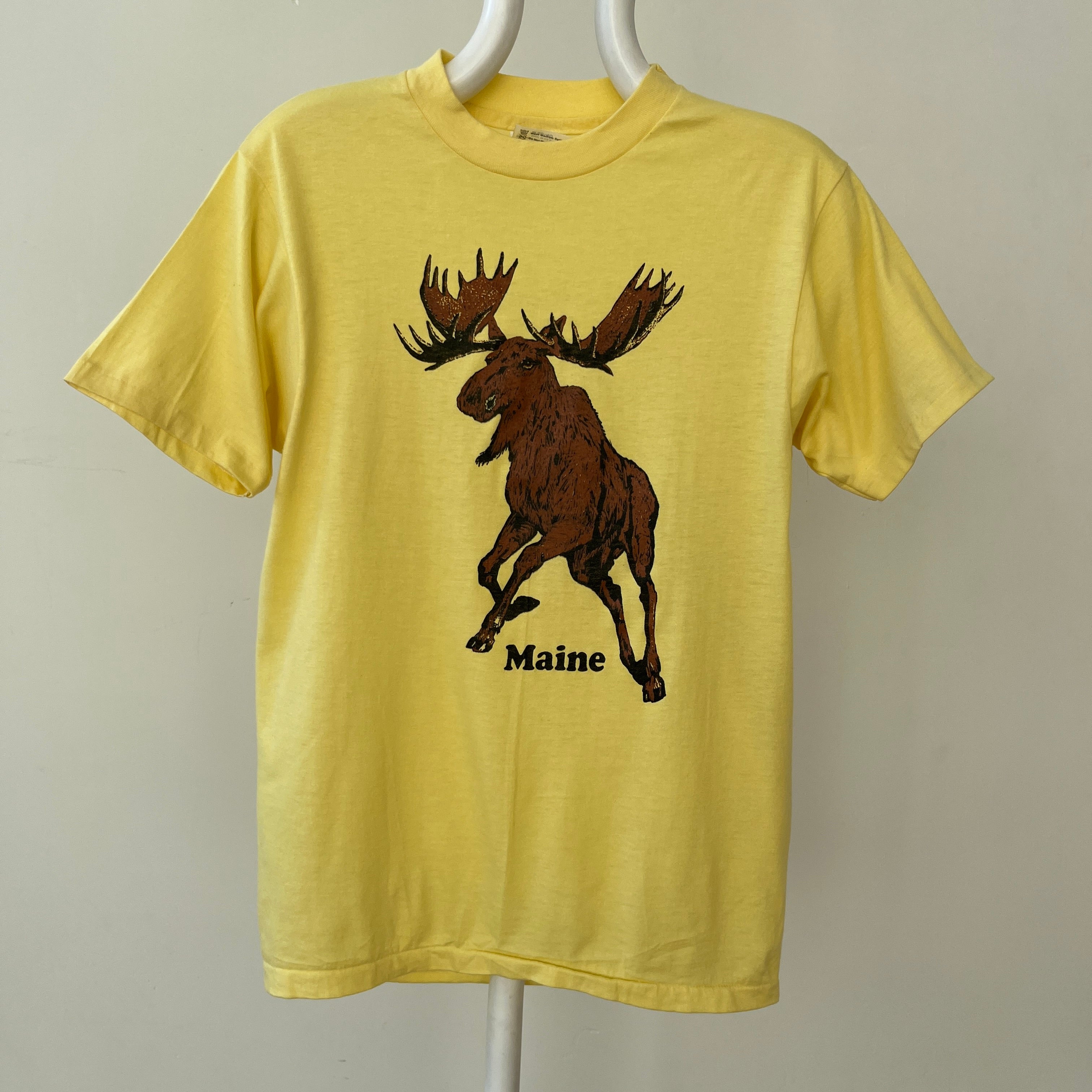 1980s Yellow Maine Moose T Shirt