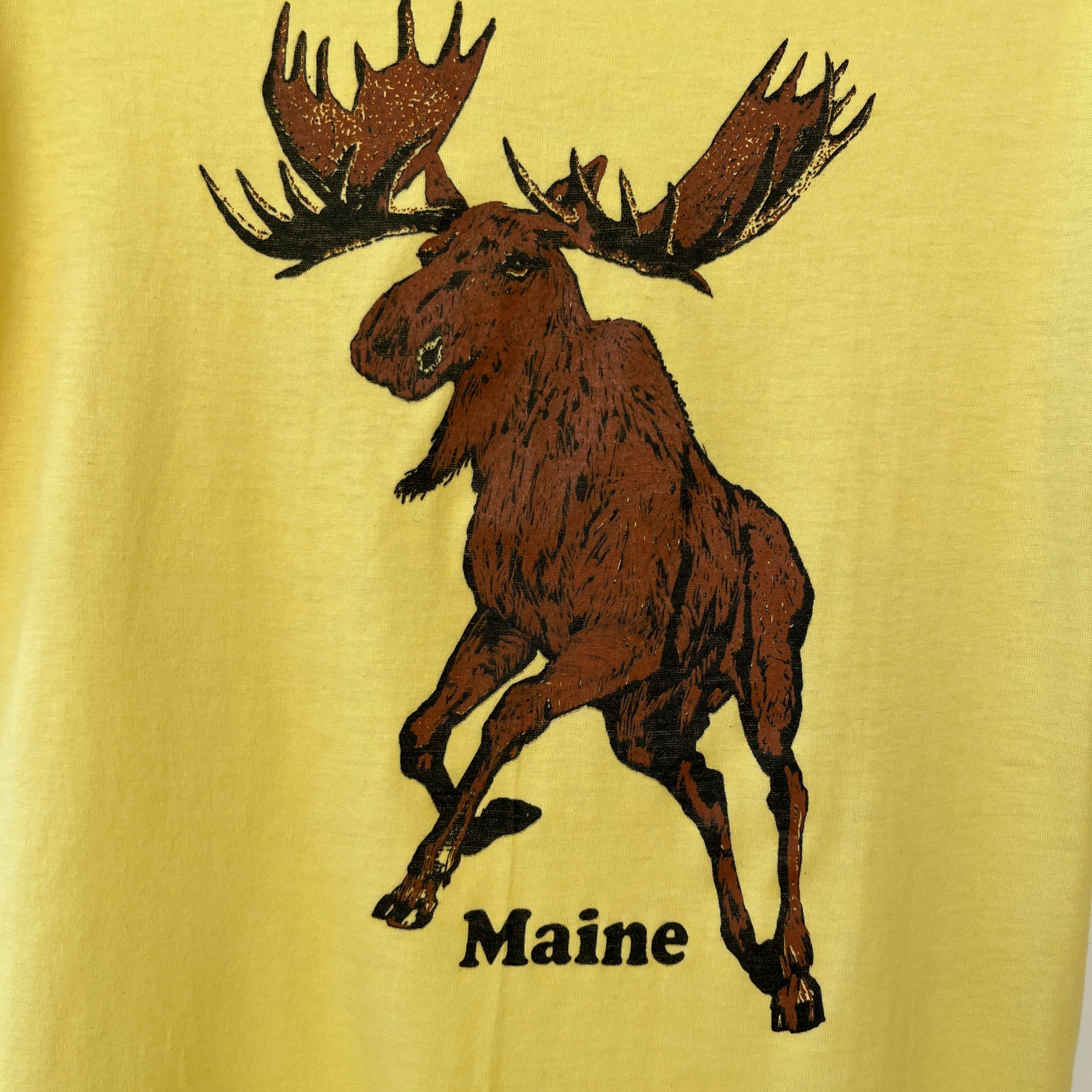 1980s Yellow Maine Moose T Shirt