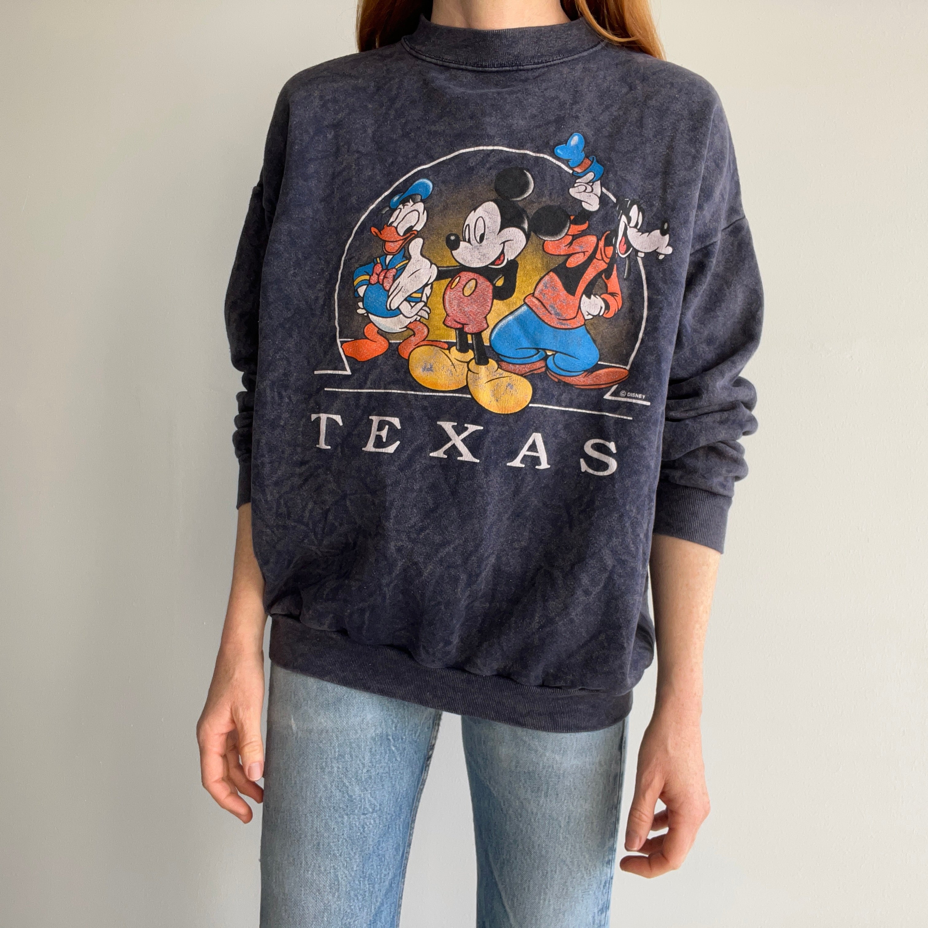 1990s Acid Wash Disney Texas Tourist Sweatshirt