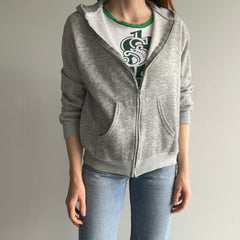 1980s Thinned Out Super Slouchy Blank Gray Hoodie