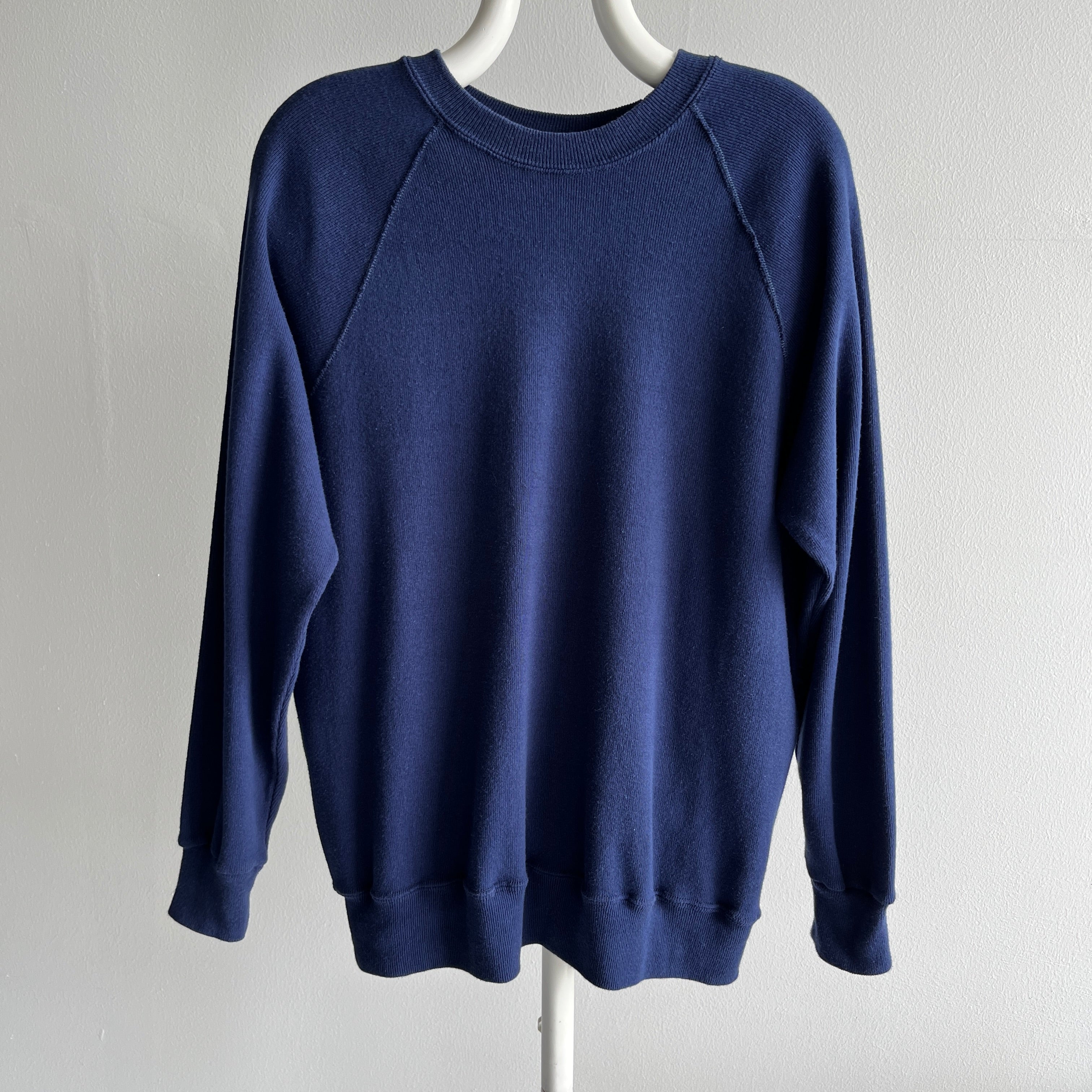 1980s Cotton Knit Bassett Walker Sweater - Cut Like A Sweatshirt, But Not Fleecy