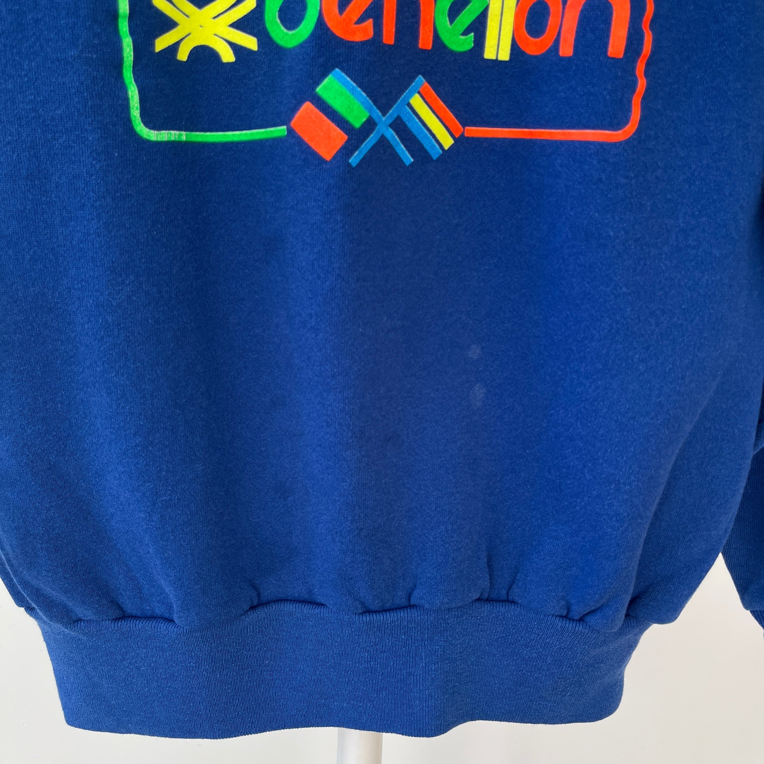 1980s Blue Benetton Italy Sweatshirt !!!!!!