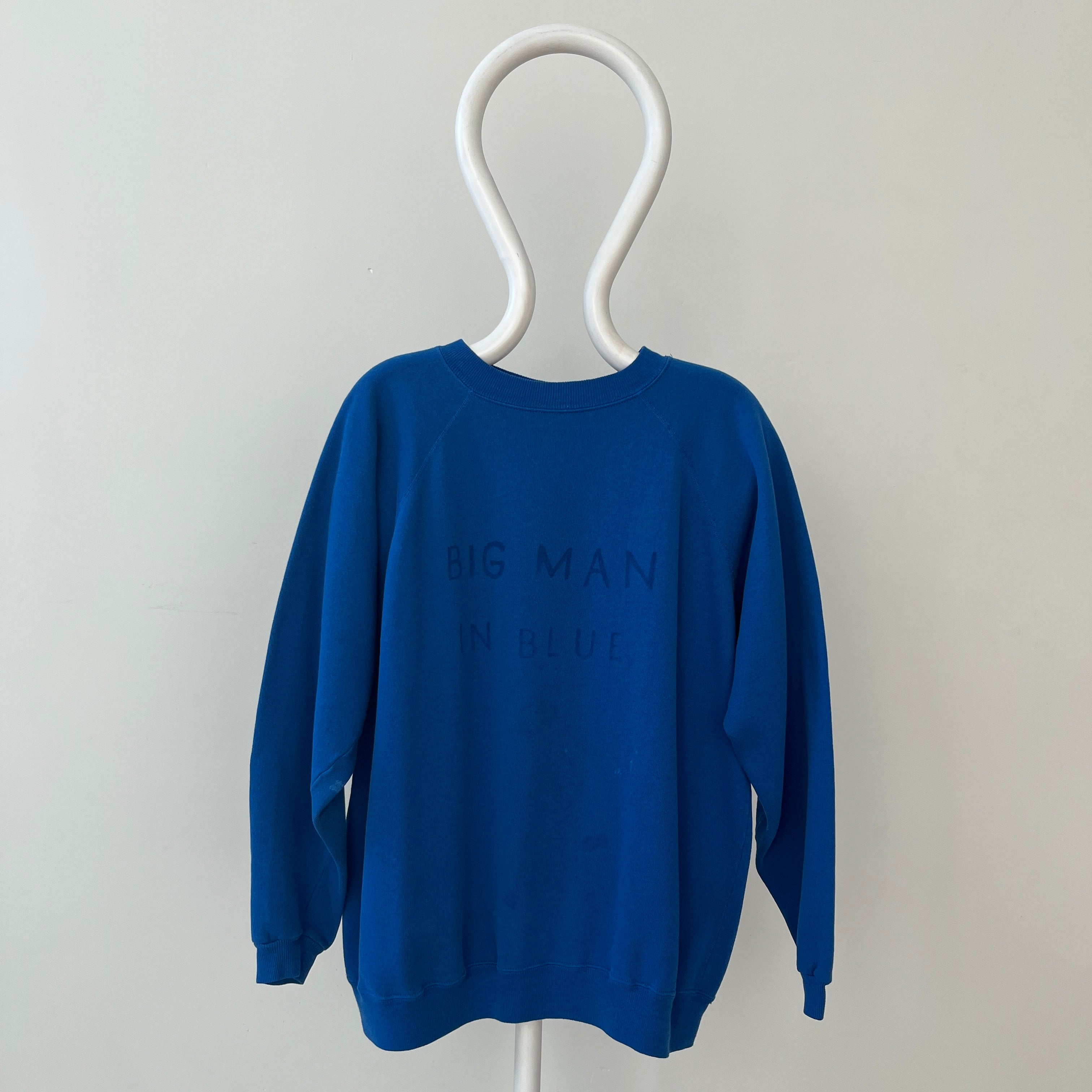 1980s Big Man In Blue Sweatshirt