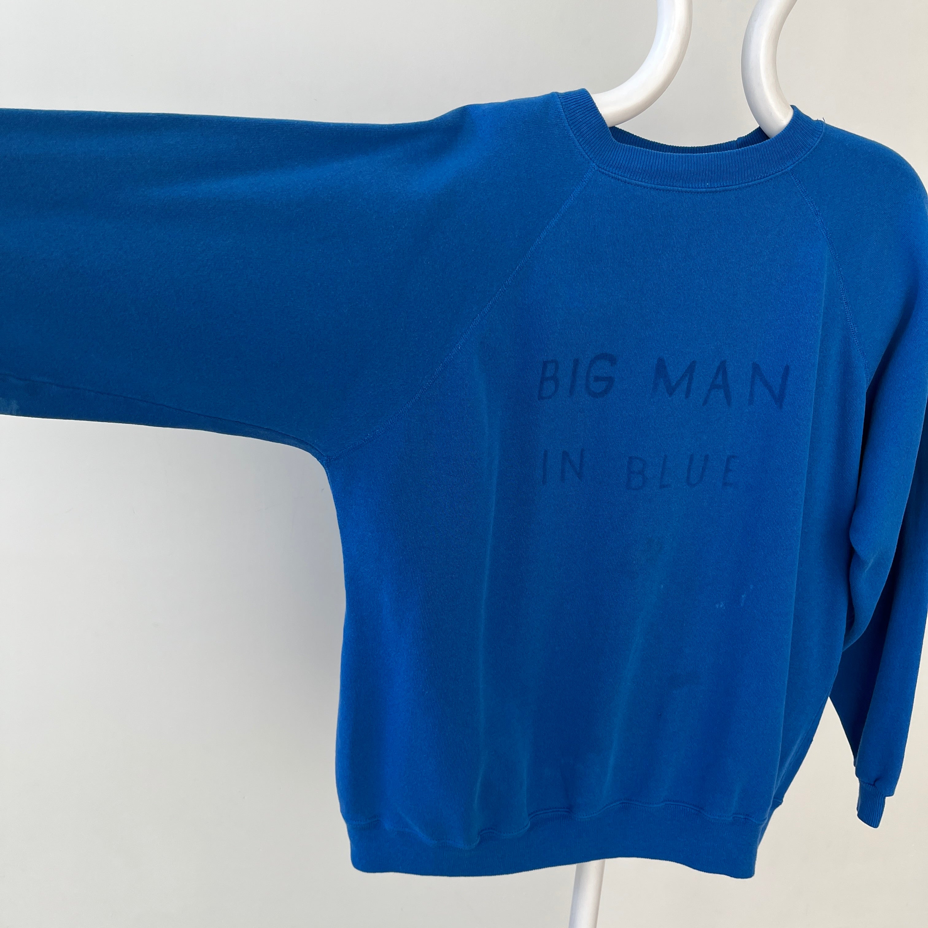 1980s Big Man In Blue Sweatshirt