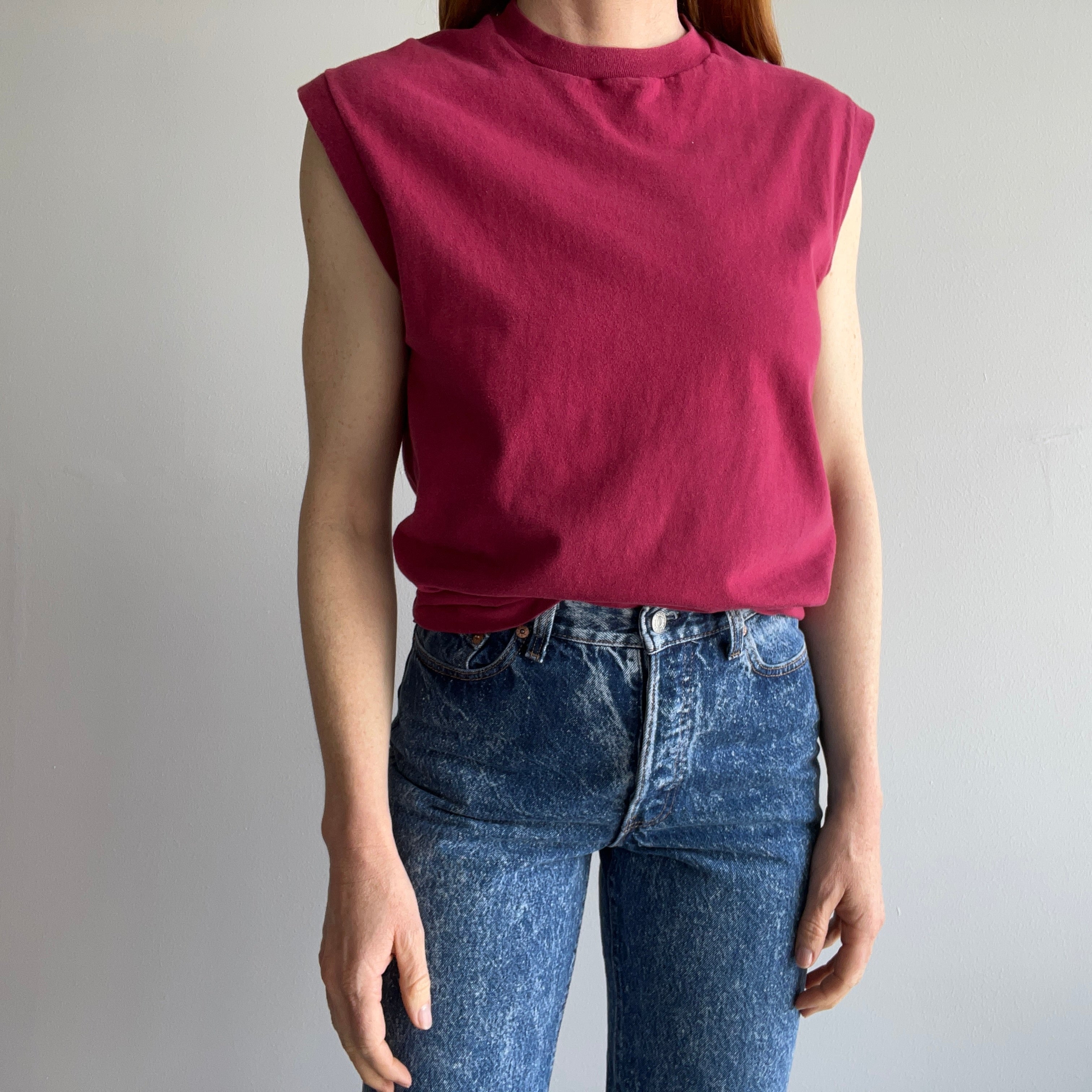 1980/90s Burgundy Cotton Muscle Tank Top