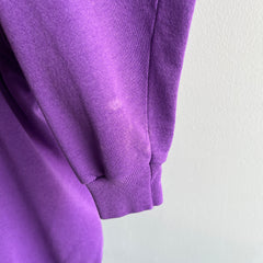 1980s Thin and Slouchy Sun Faded Blank Purple Raglan Sweatshirt