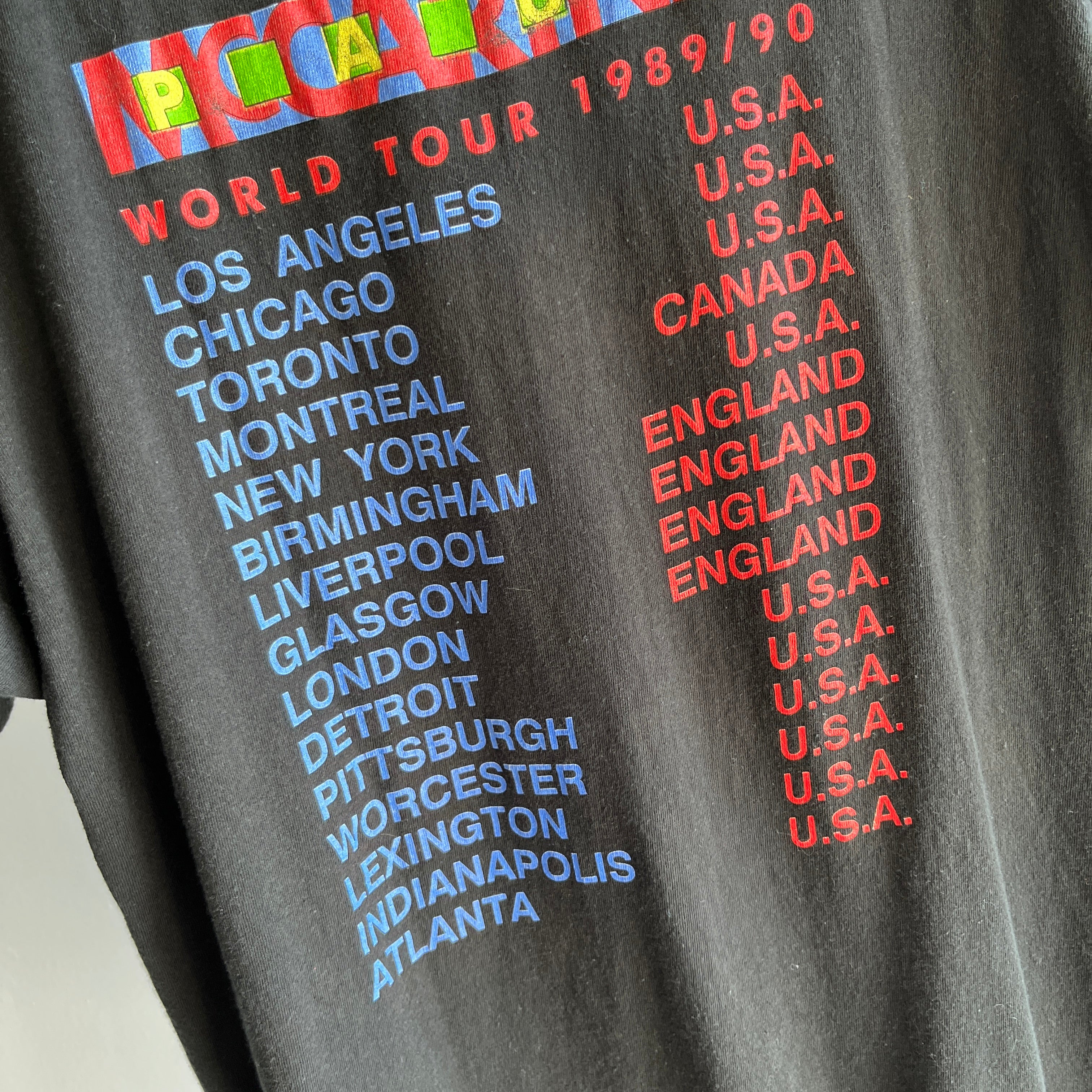 1989/90 Paul McCartney Tour T-Shirt - Front and Back