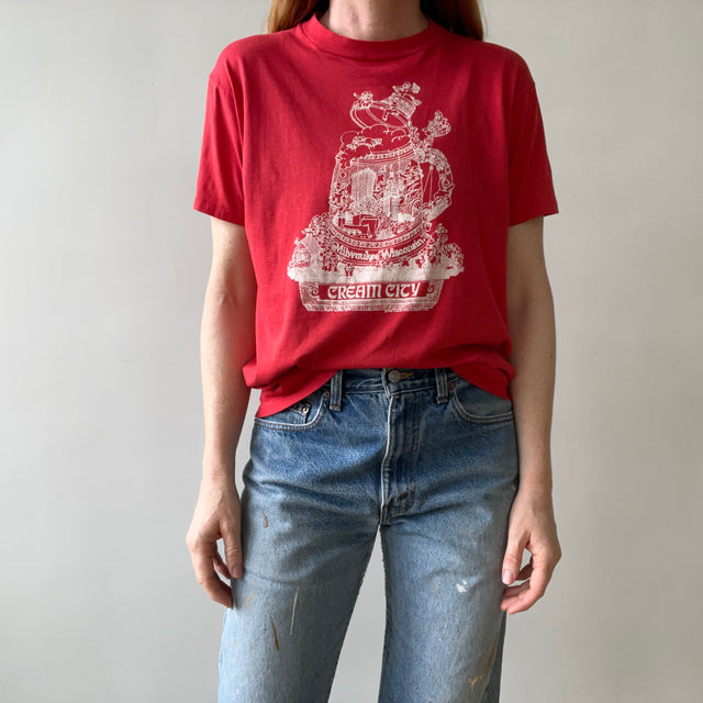1980s Red Milwaukee Wisconin Cream City T Shirt