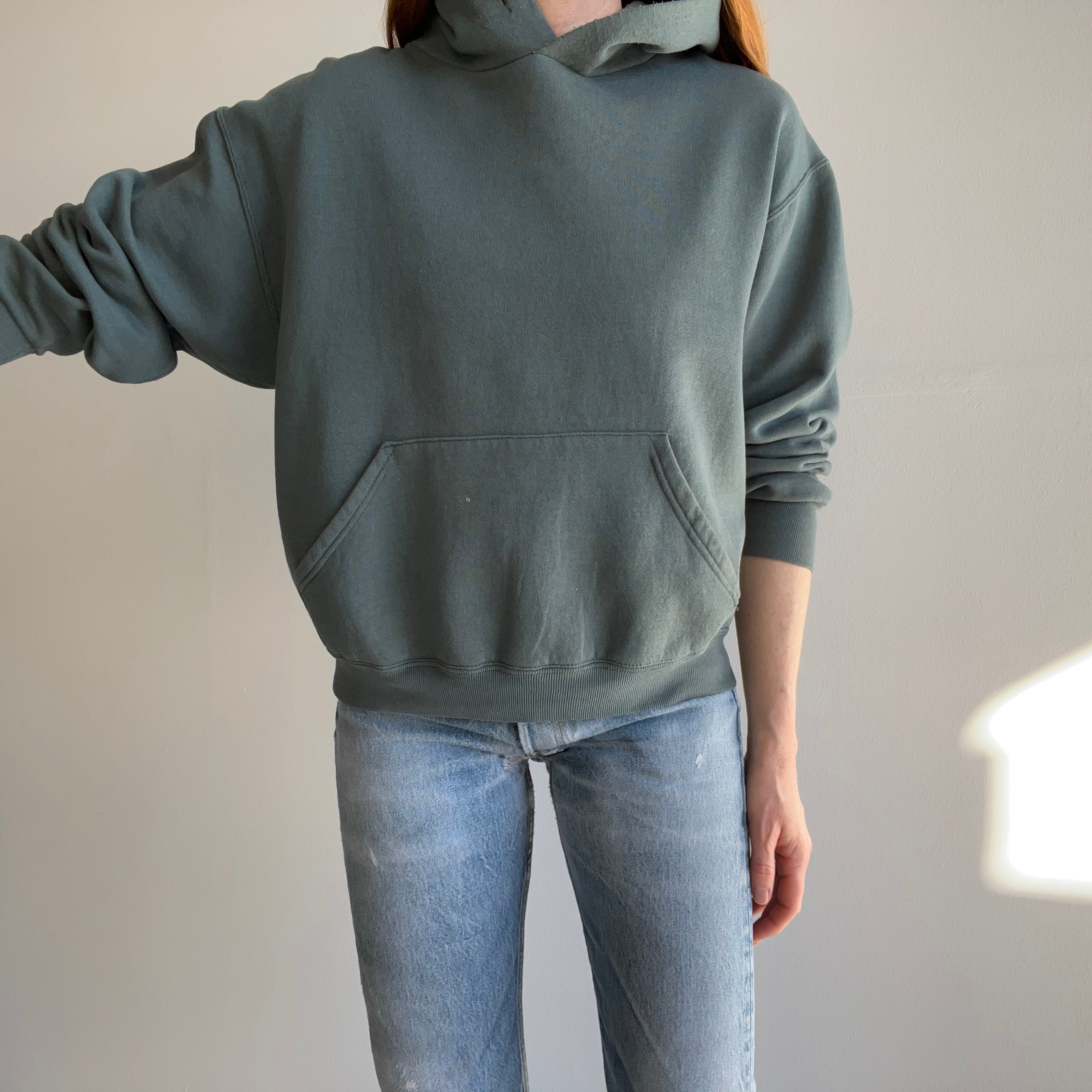 1990s Dusty Jade Pull Over Hoodie by Russell