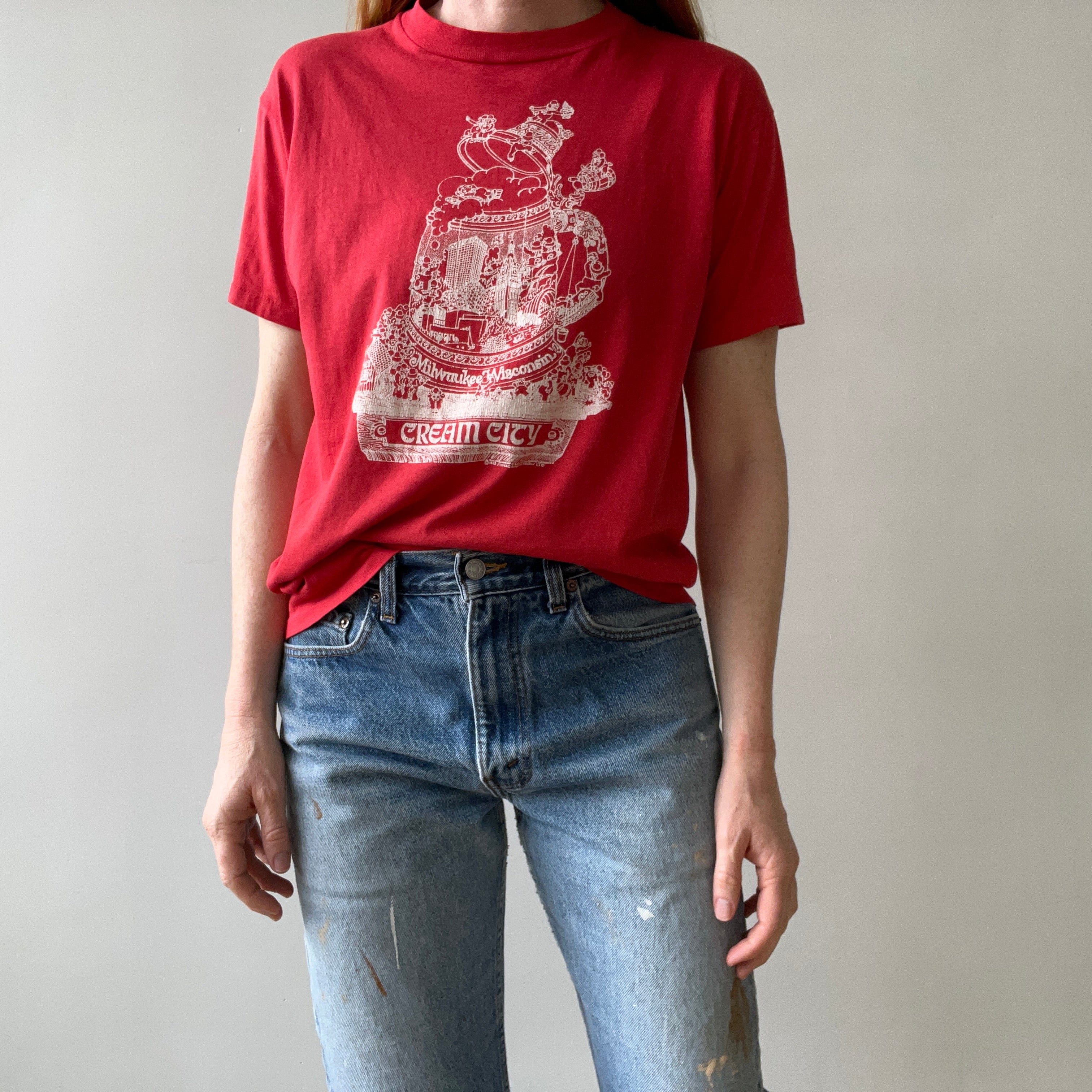 1980s Red Milwaukee Wisconin Cream City T Shirt