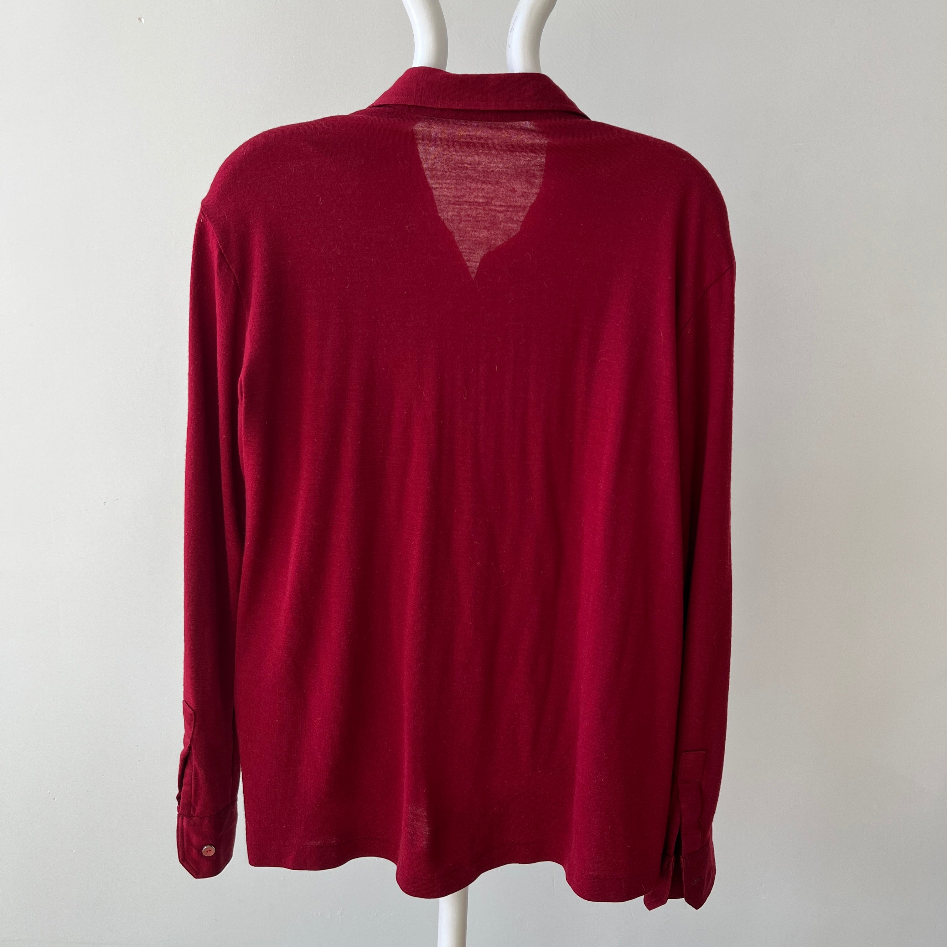 1950s Dark Red Cotton Rockabilly Button Down Shirt