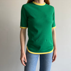 1980a Green Yellow and White Soft Jersey Knit Ring T-Shirt by Laguna