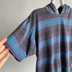 1980s Striped Short Sleeve Hoodie T-Shirt by Quicksilver - YES
