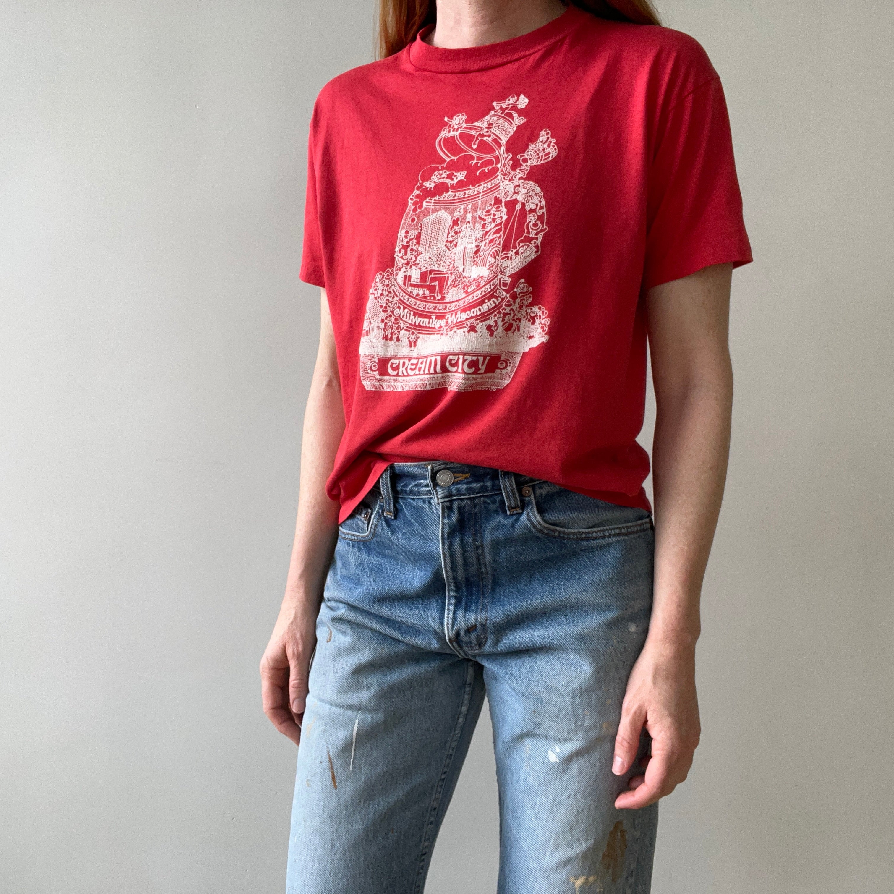 1980s Red Milwaukee Wisconin Cream City T Shirt