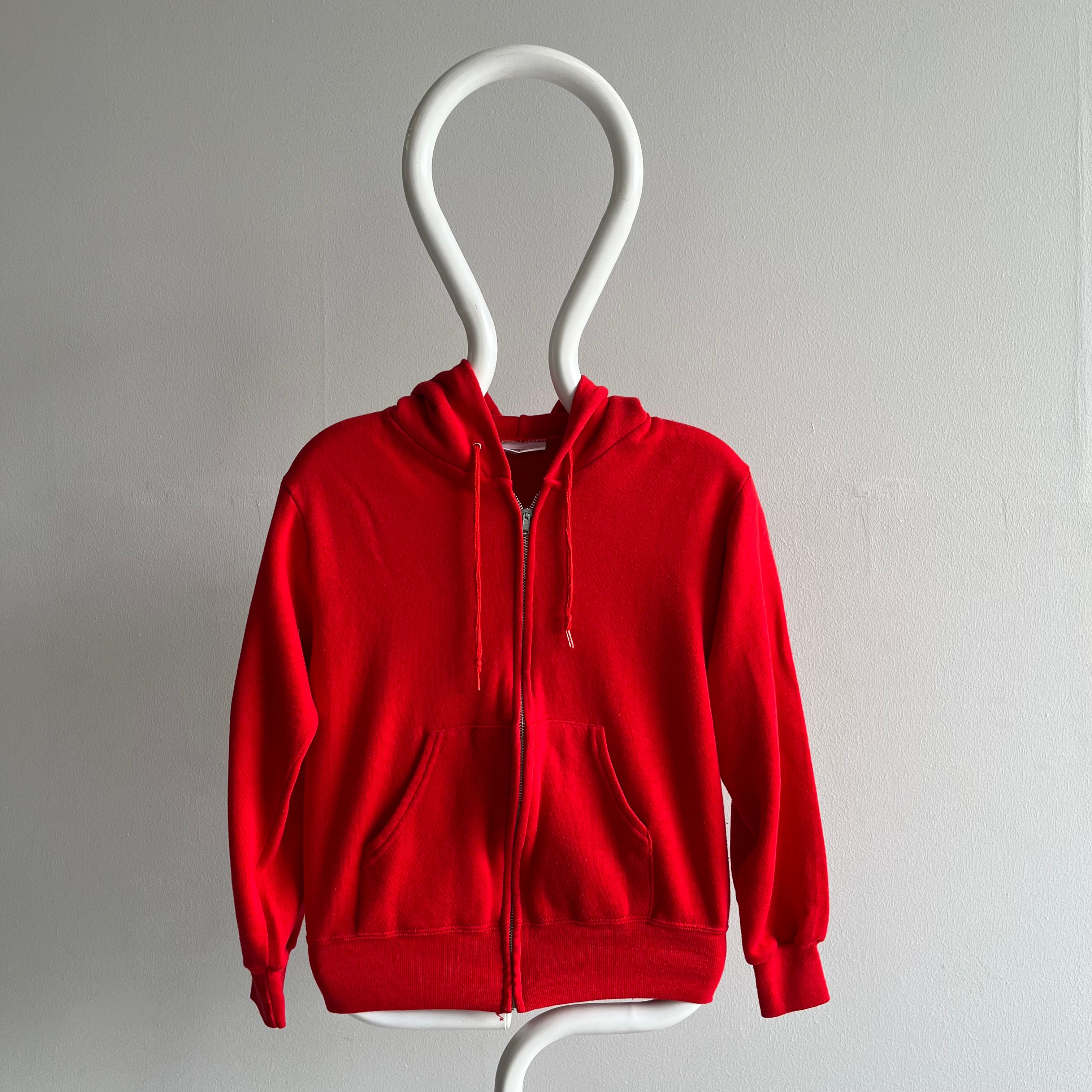 1980s Red Zip Up Hoodie by Bassett Walker