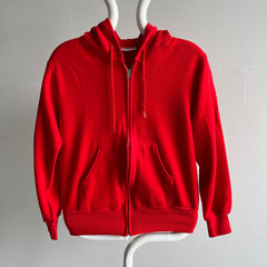 1980s Red Zip Up Hoodie by Bassett Walker