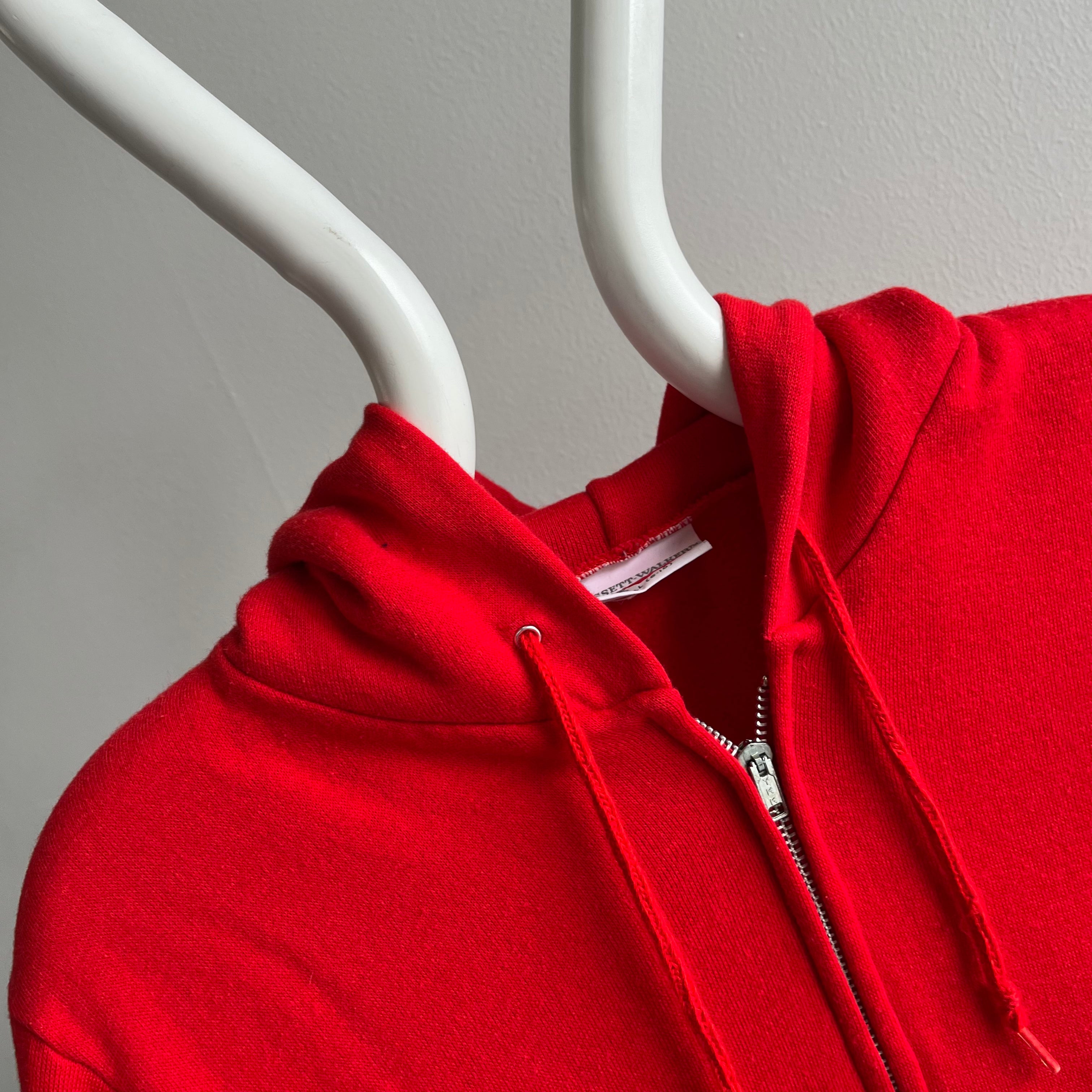 1980s Red Zip Up Hoodie by Bassett Walker