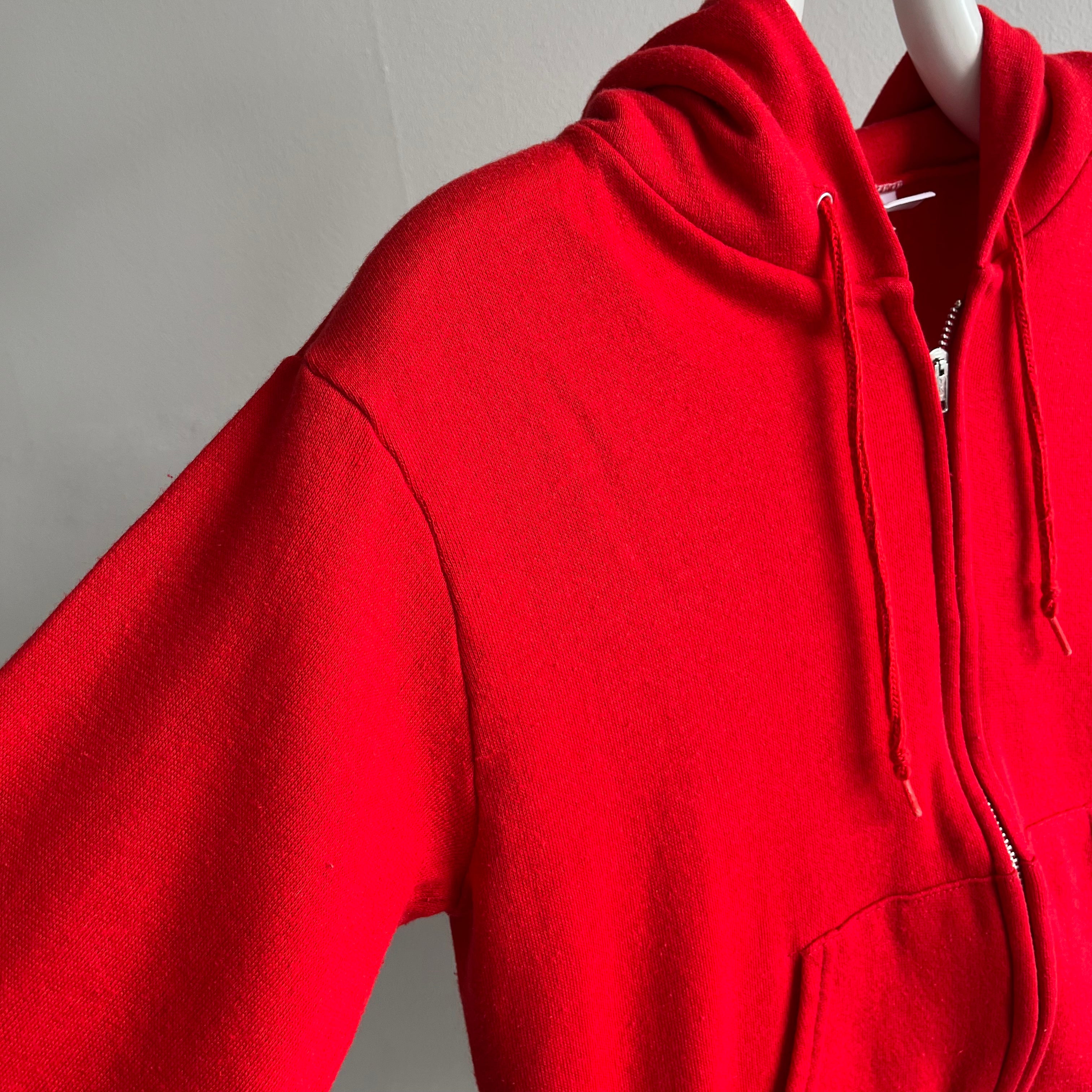 1980s Red Zip Up Hoodie by Bassett Walker