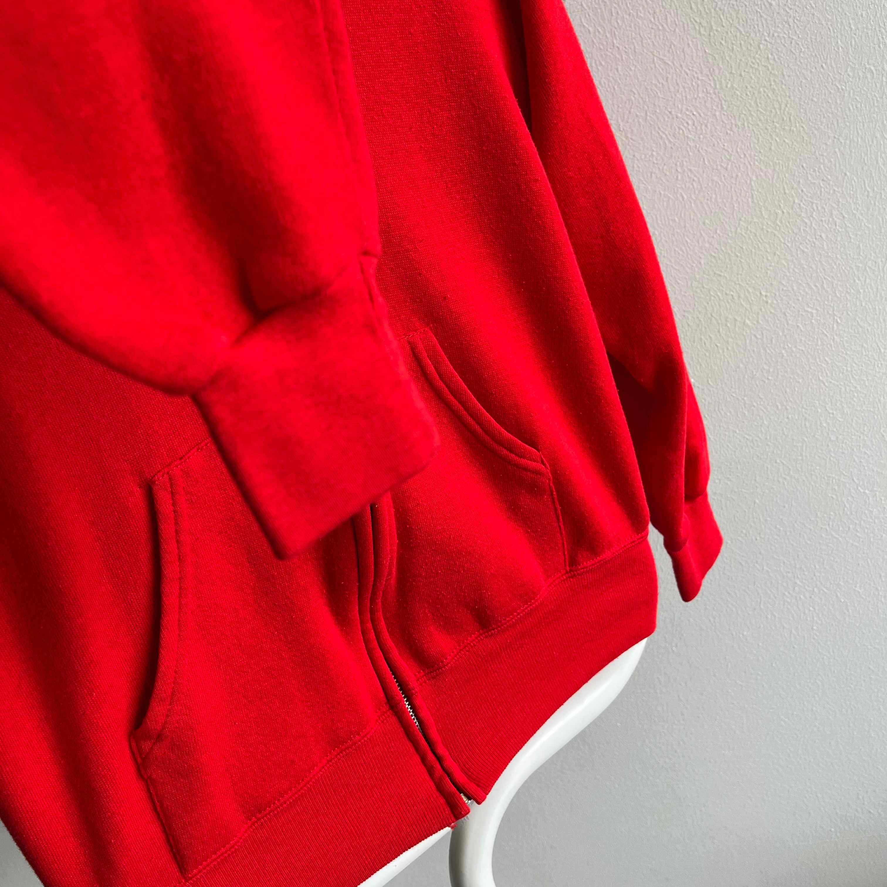 1980s Red Zip Up Hoodie by Bassett Walker