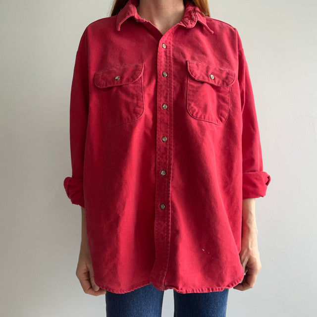 1980s Faded Red Cotton Flannel by Five Brothers - 2XL