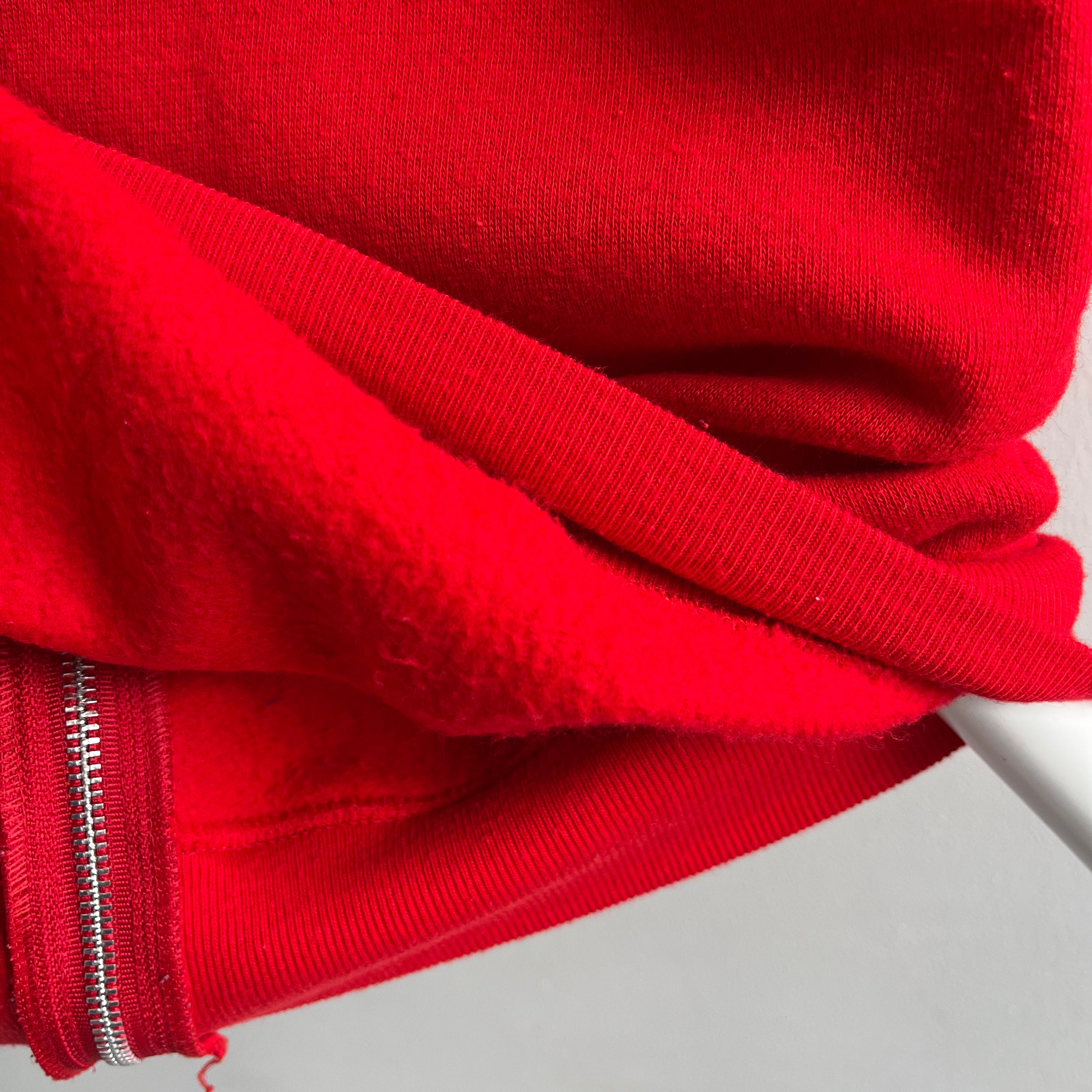 1980s Red Zip Up Hoodie by Bassett Walker