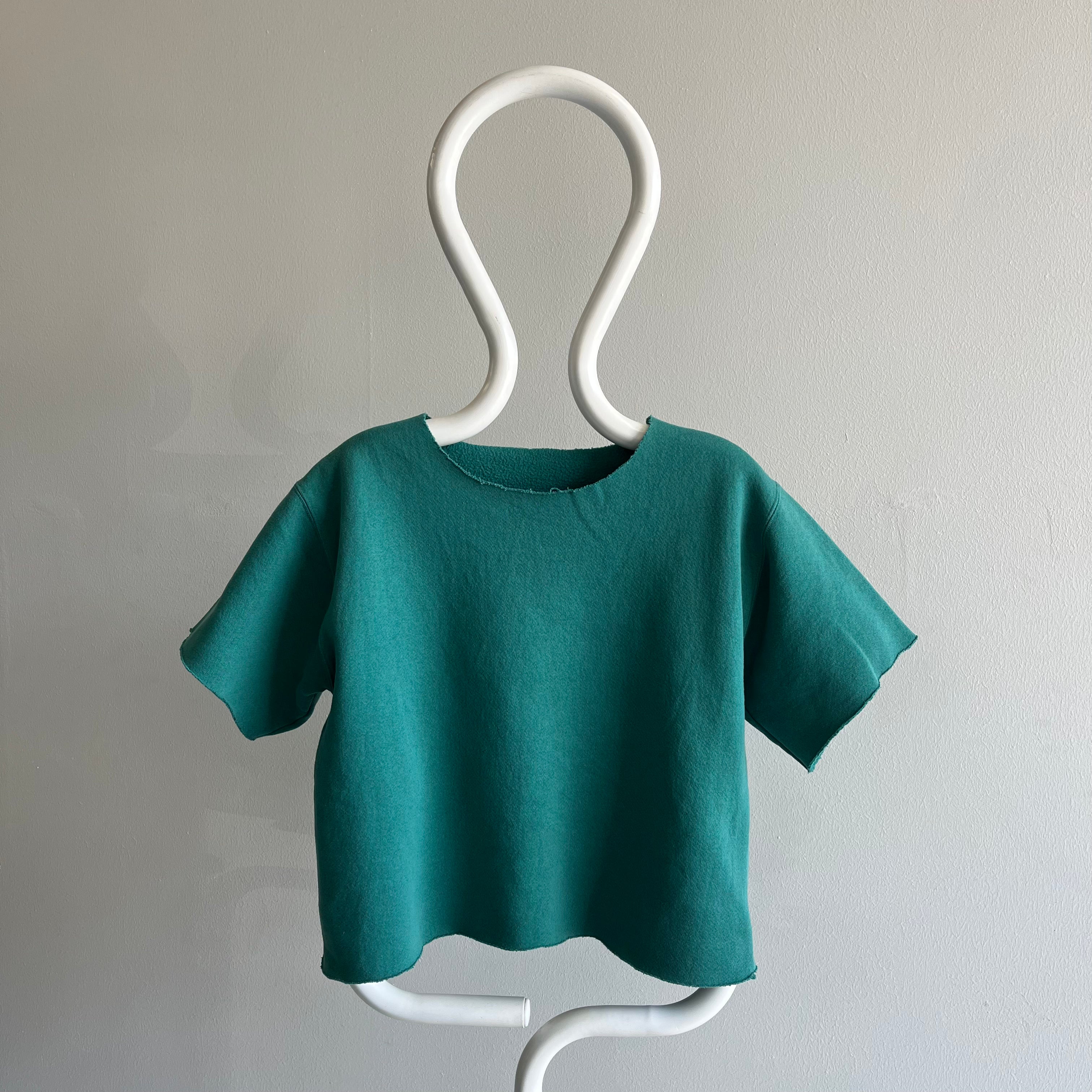 1980s Cut Up Teal/Jade Warm Up Sweatshirt