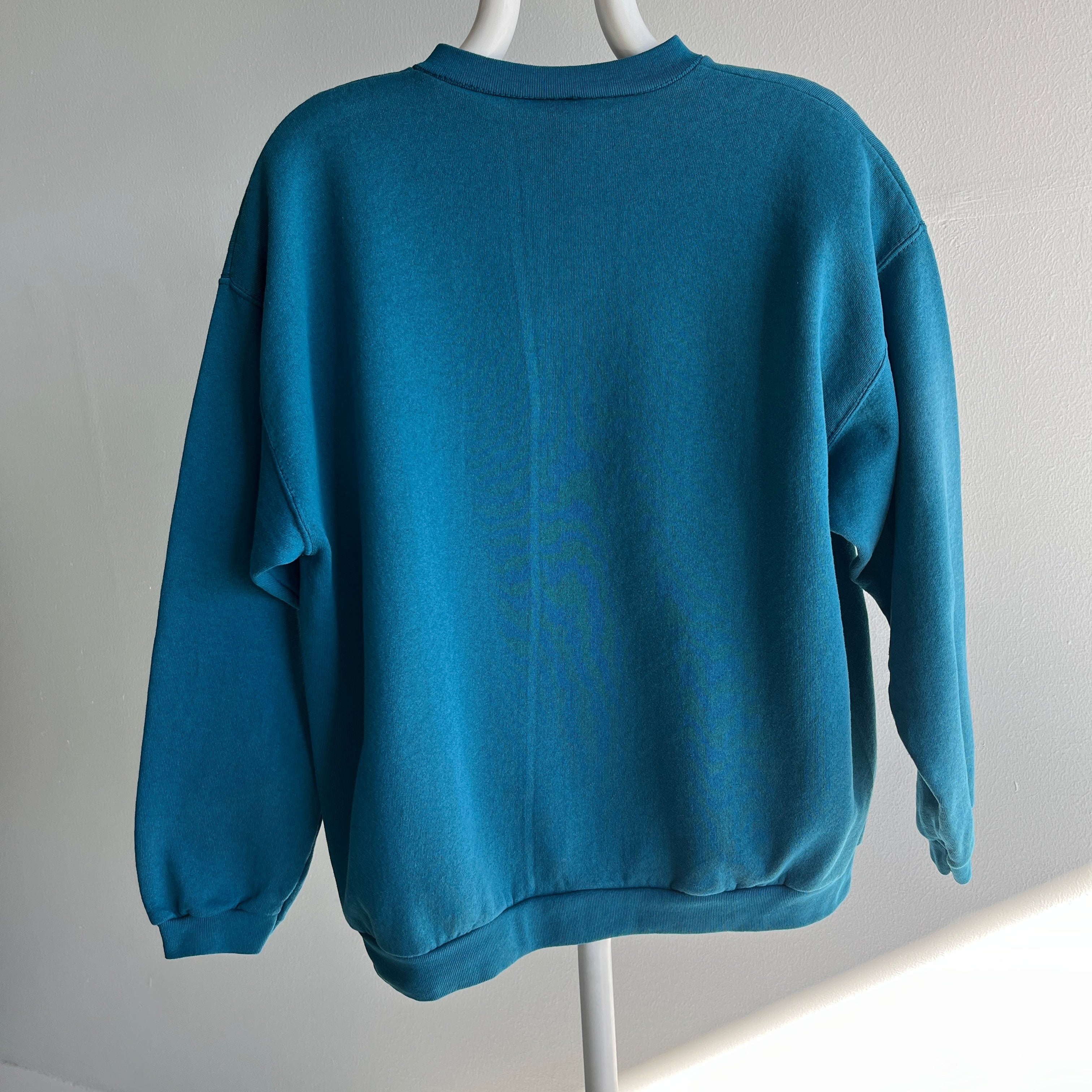 1990s Tultex Deep Teal/Turquoise Sweatshirt