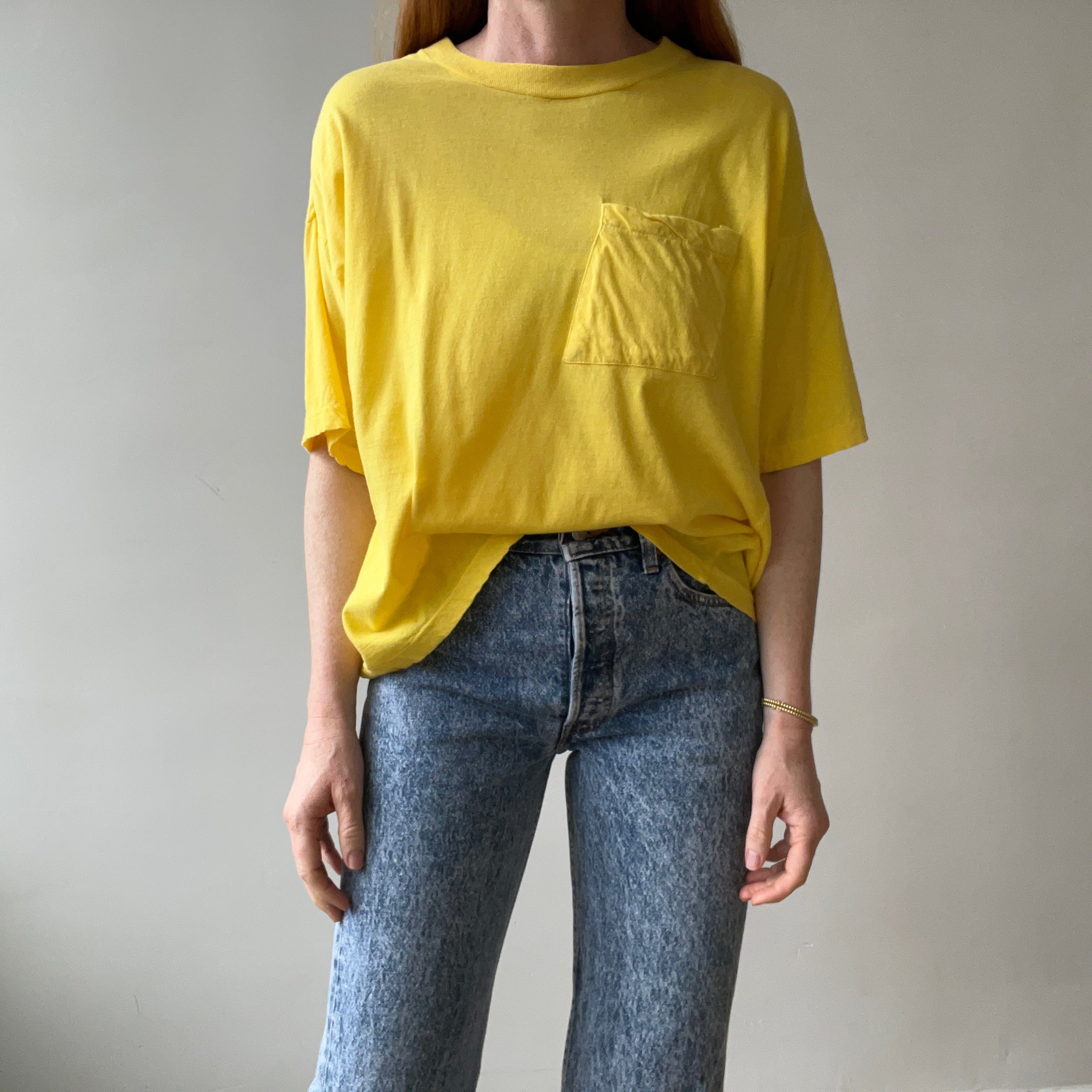 1980s Blank Yellow Pocket T Shirt