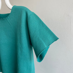 1980s Cut Up Teal/Jade Warm Up Sweatshirt