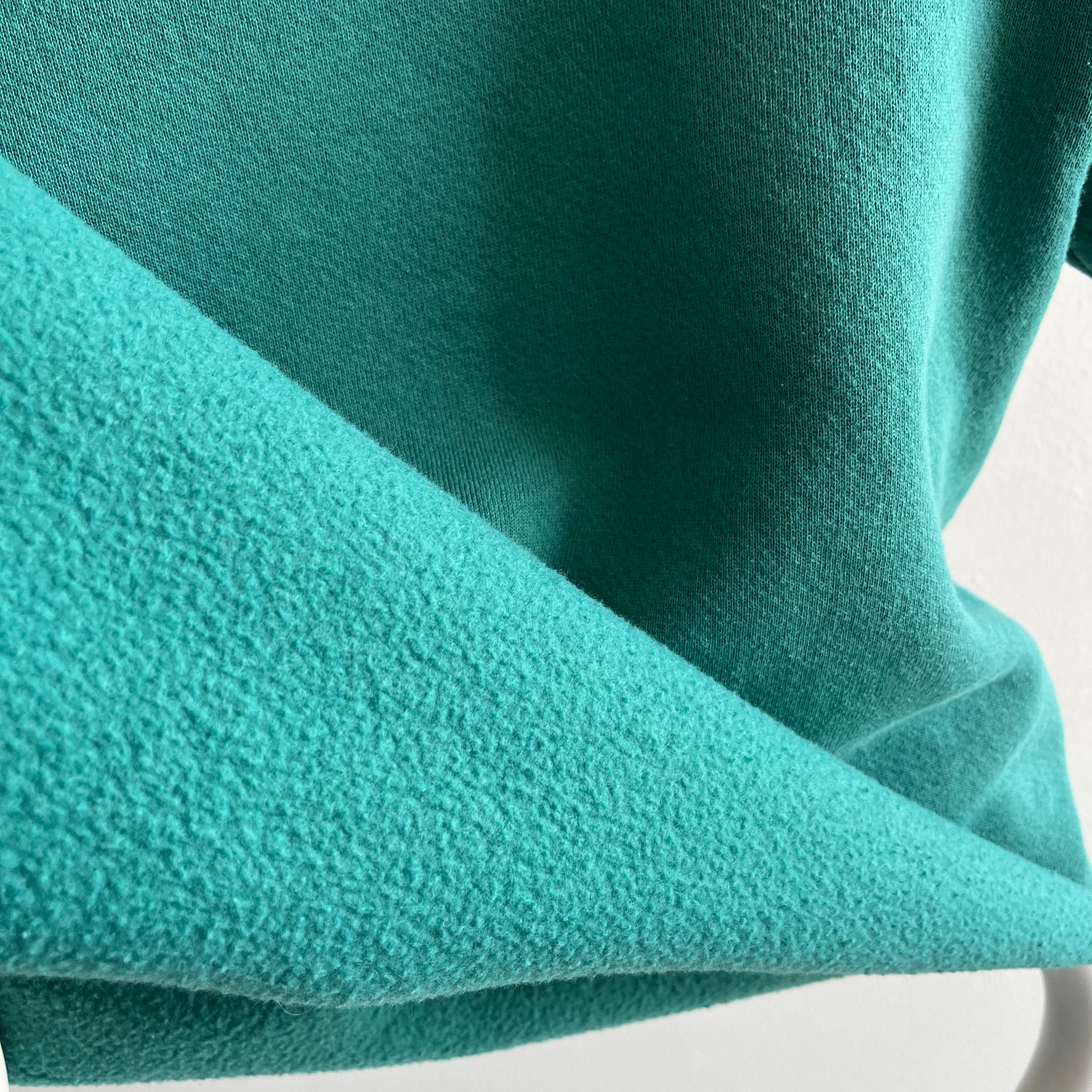 1980s Cut Up Teal/Jade Warm Up Sweatshirt