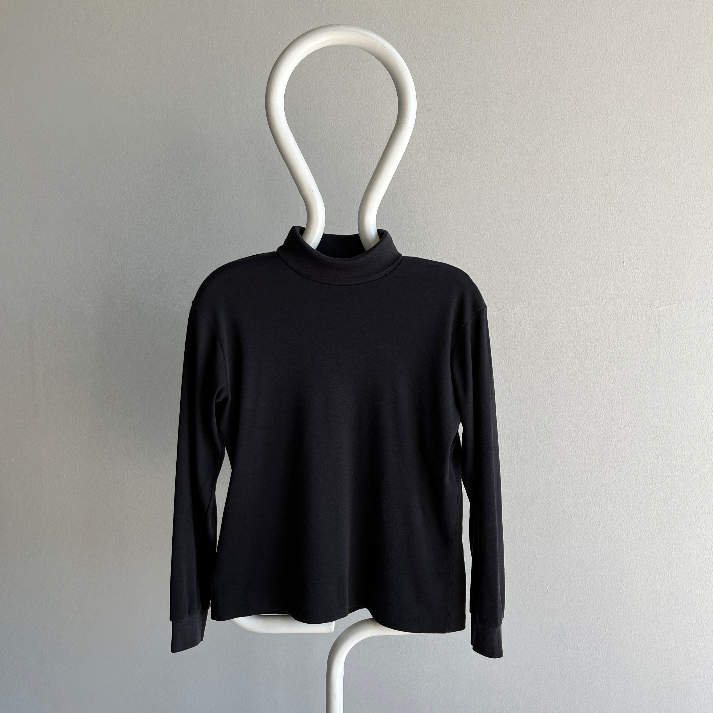 1980's Faded Blank Black Turtleneck by Bobbie Brooks