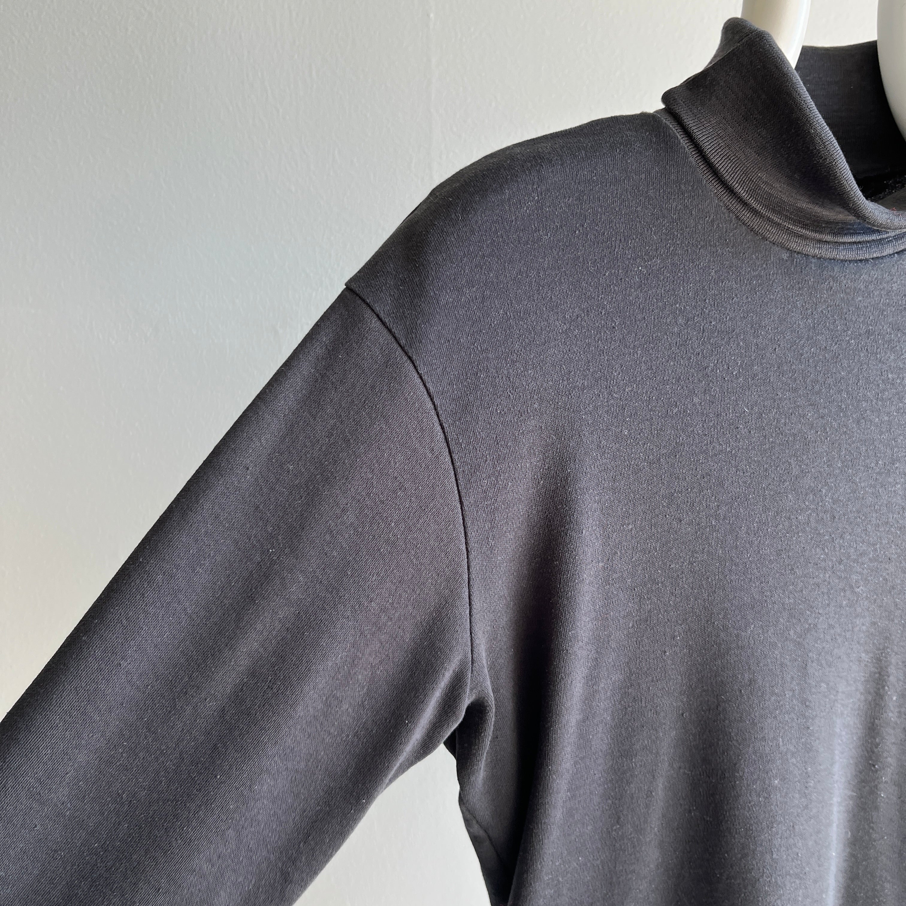 1980's Faded Blank Black Turtleneck by Bobbie Brooks