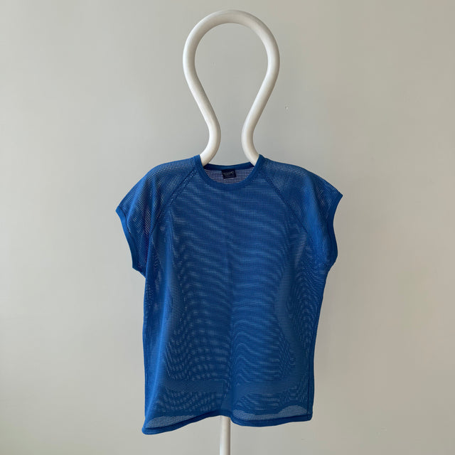 1980s Cotton Mesh Muscle Tank - Deep Sky Blue