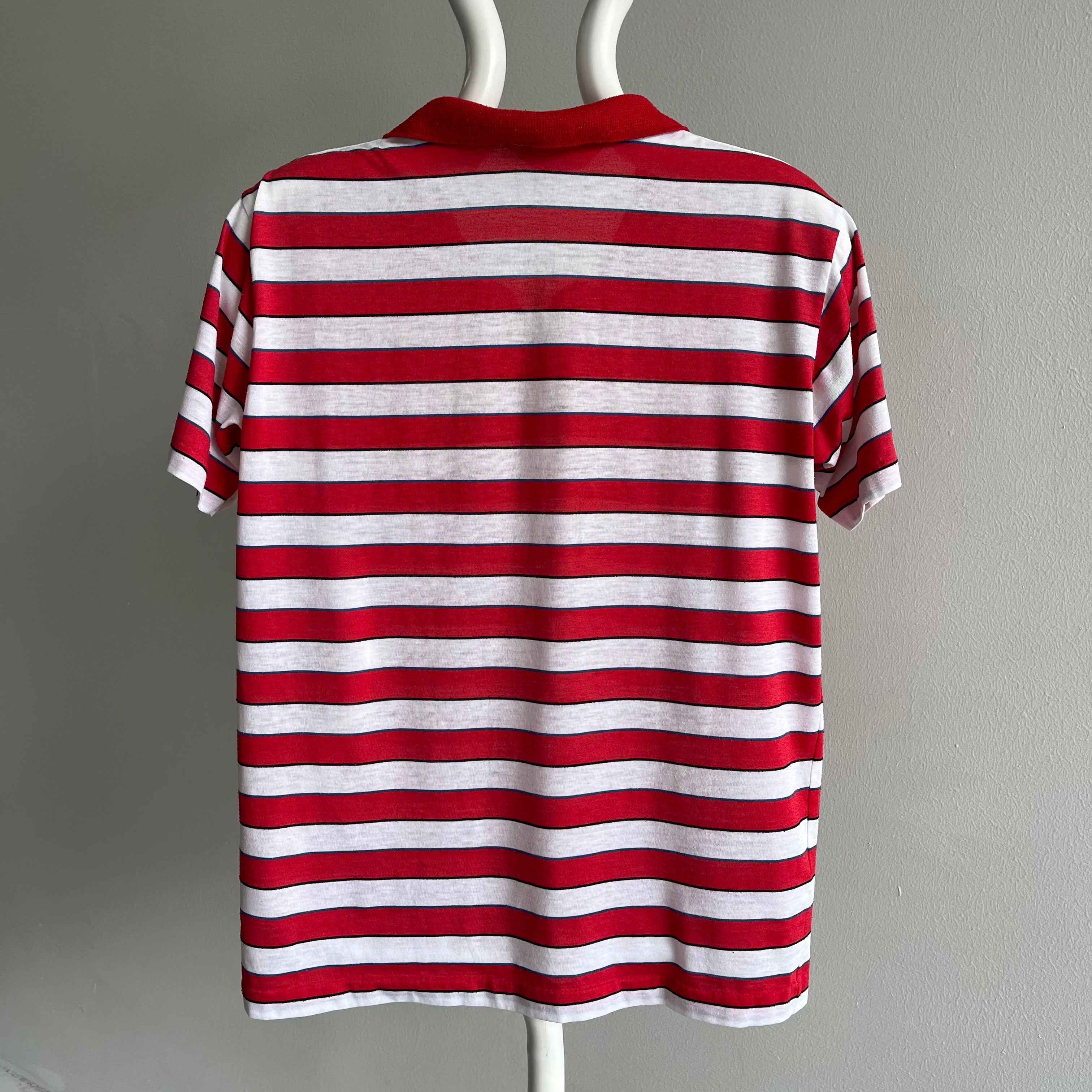 1980s Striped Slouchy Polo Shirt