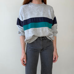 1980s Heather Grey Double Stripe Sweatshirt