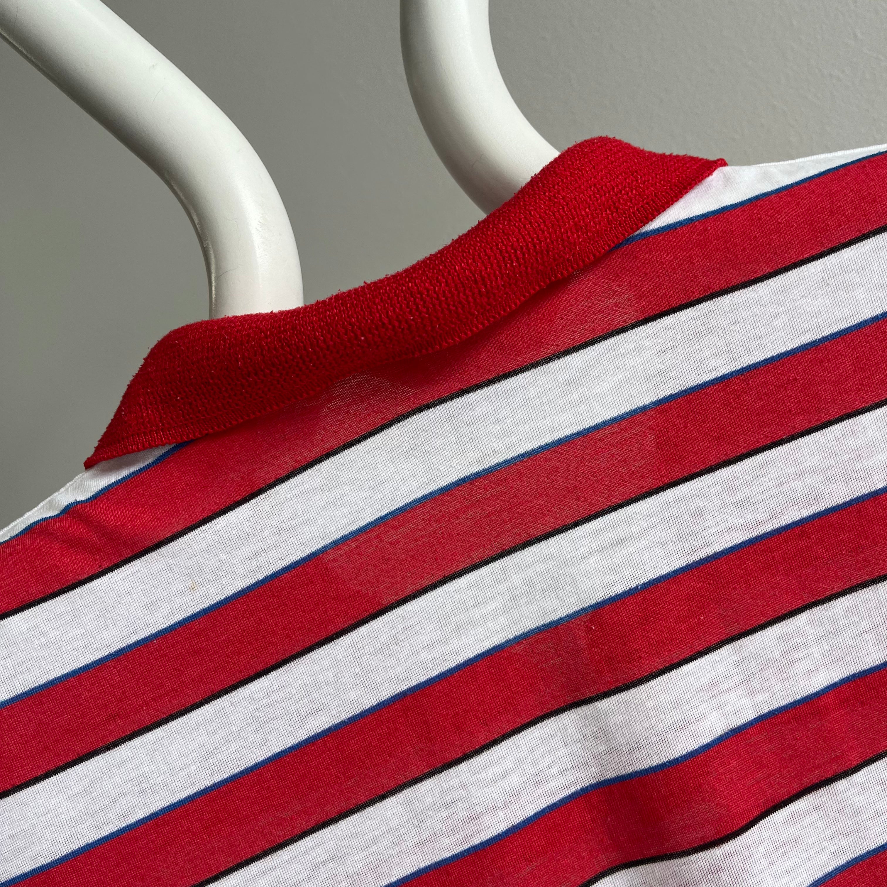 1980s Striped Slouchy Polo Shirt