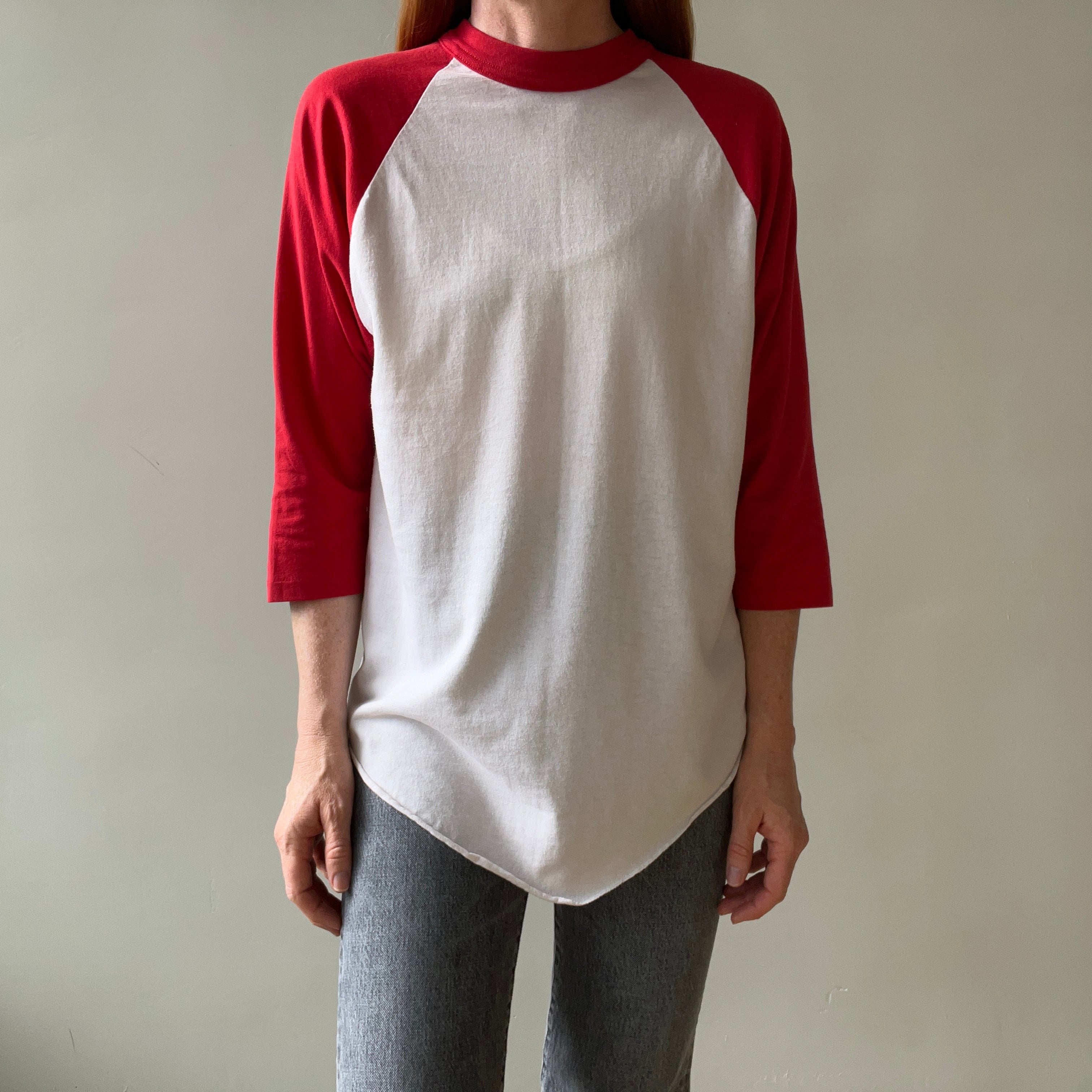 1970s/80s Red and White Three Quarter Sleeve T Shirt