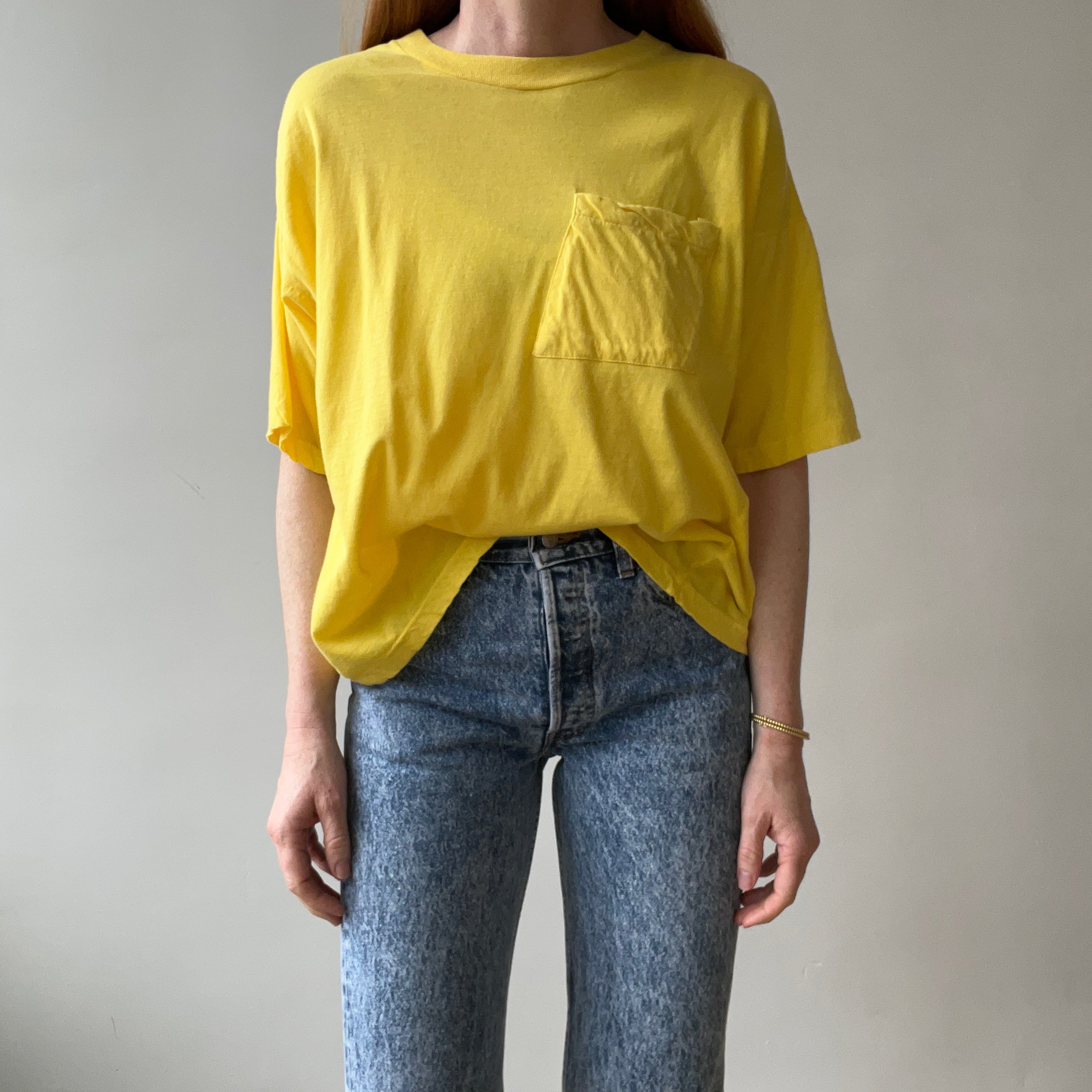 1980s Blank Yellow Pocket T Shirt